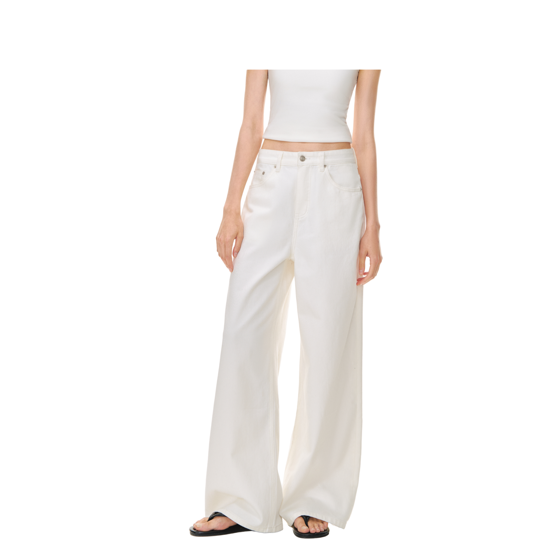 Light Vintage Wash Mid-Rise Straight Jeans In White