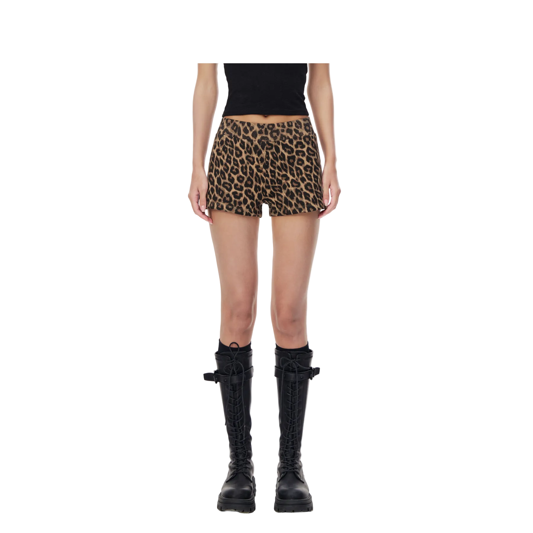 Brown Leopard Print Rhinestone Low-Rise Shorts