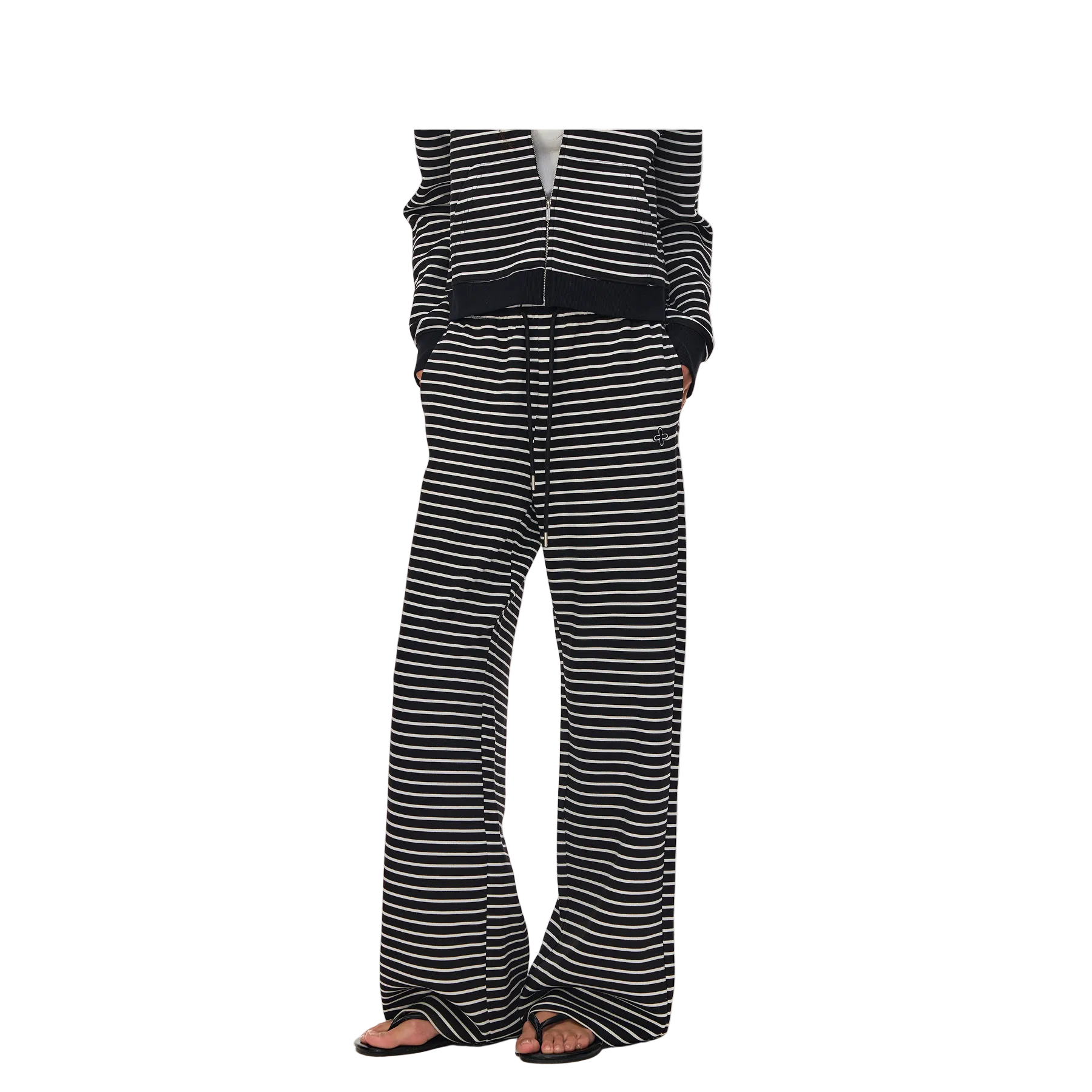 Black and White Striped Cross-Pattern Casual Sweatpants