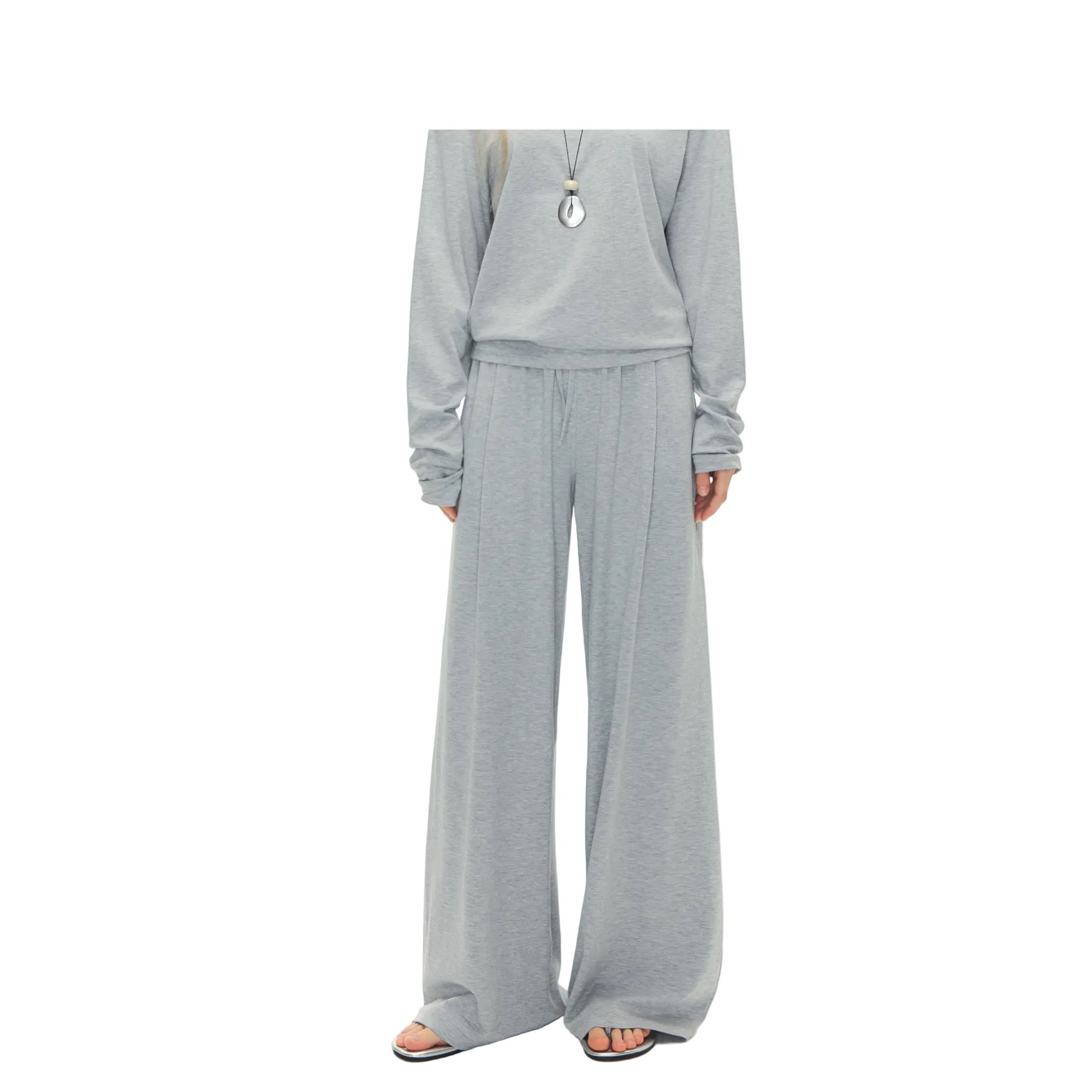 Grey Lyocell Tencel Lazy Long Trousers