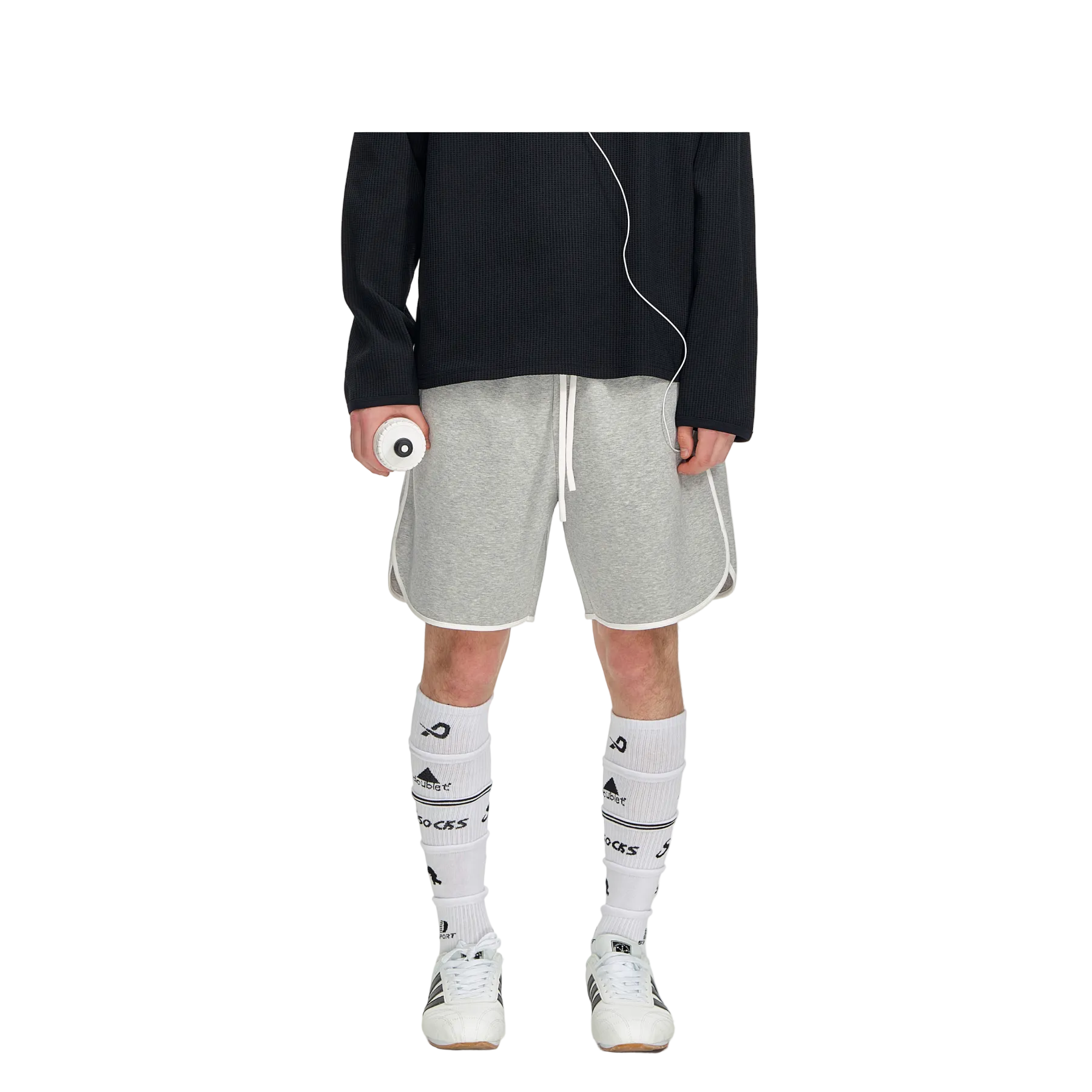 Grey Air Layer Color Block Striped Shorts