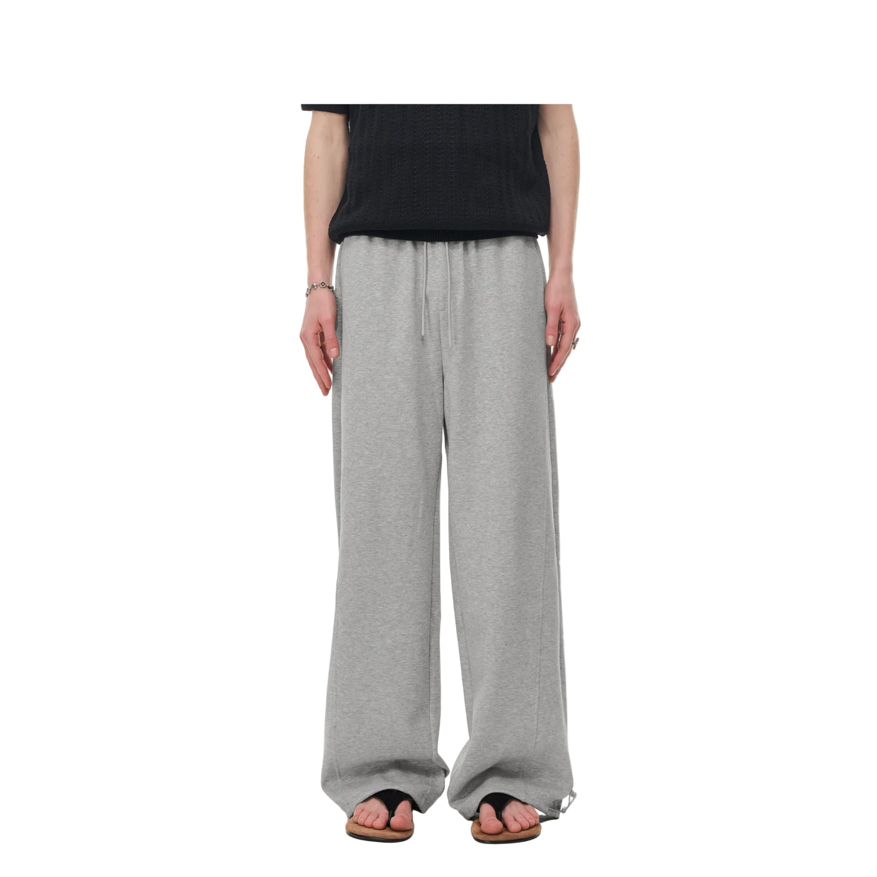 Grey Cloud-Style Structured Casual Trousers