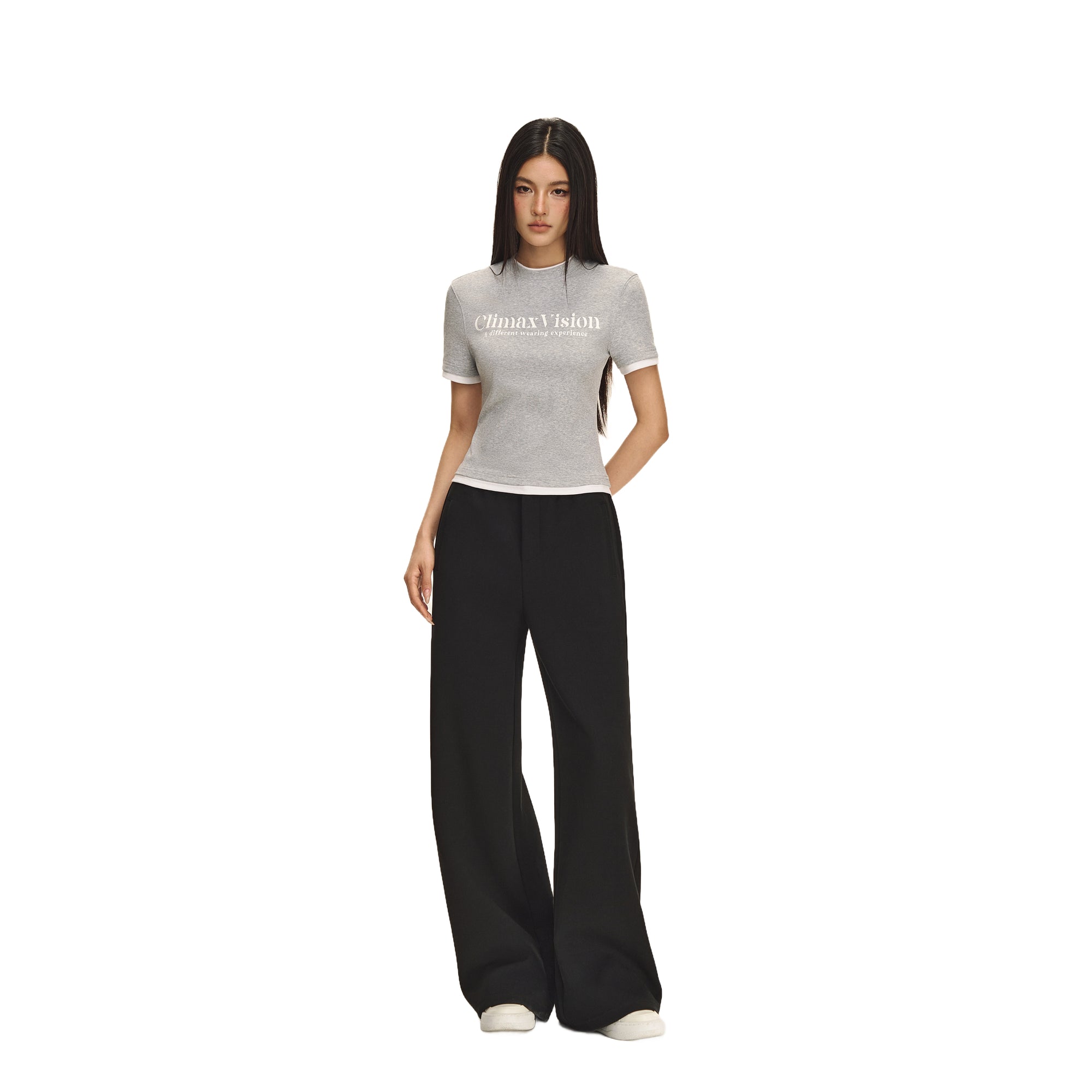 Black Jelly Air Layer Wide-leg Casual Sweatpants