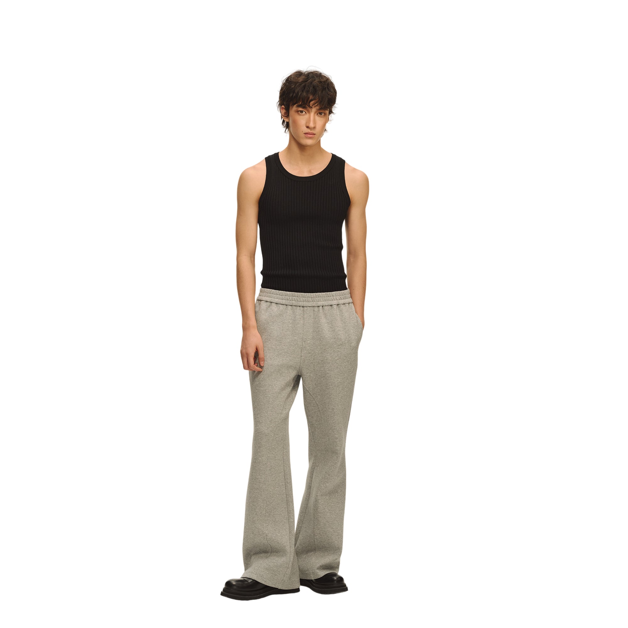 Grey Comfortable Space Cotton Silhouette Casual Flared Sweatpants