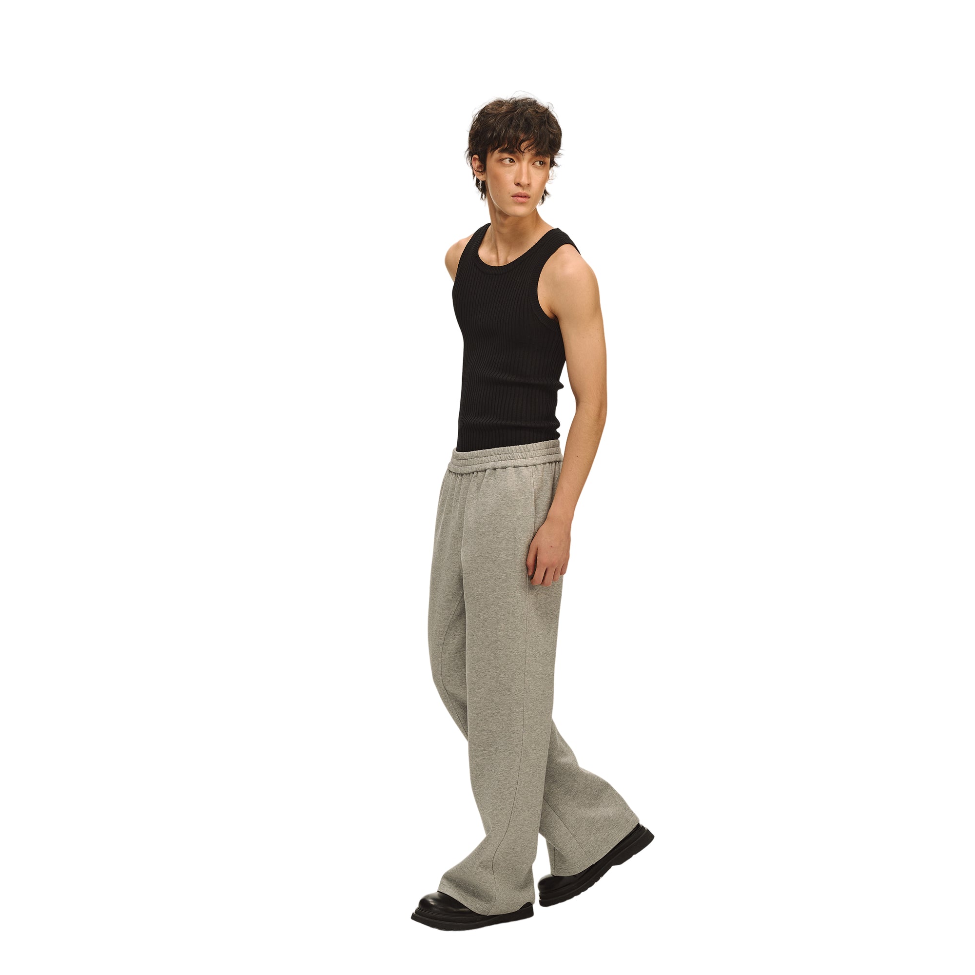 Grey Comfortable Space Cotton Silhouette Casual Flared Sweatpants