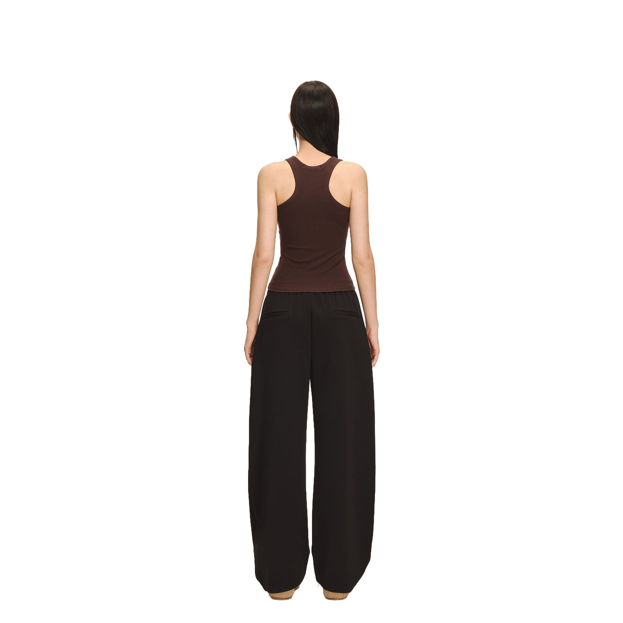 Black Air Layer Anti-Wrinkle Structured Curved Trousers