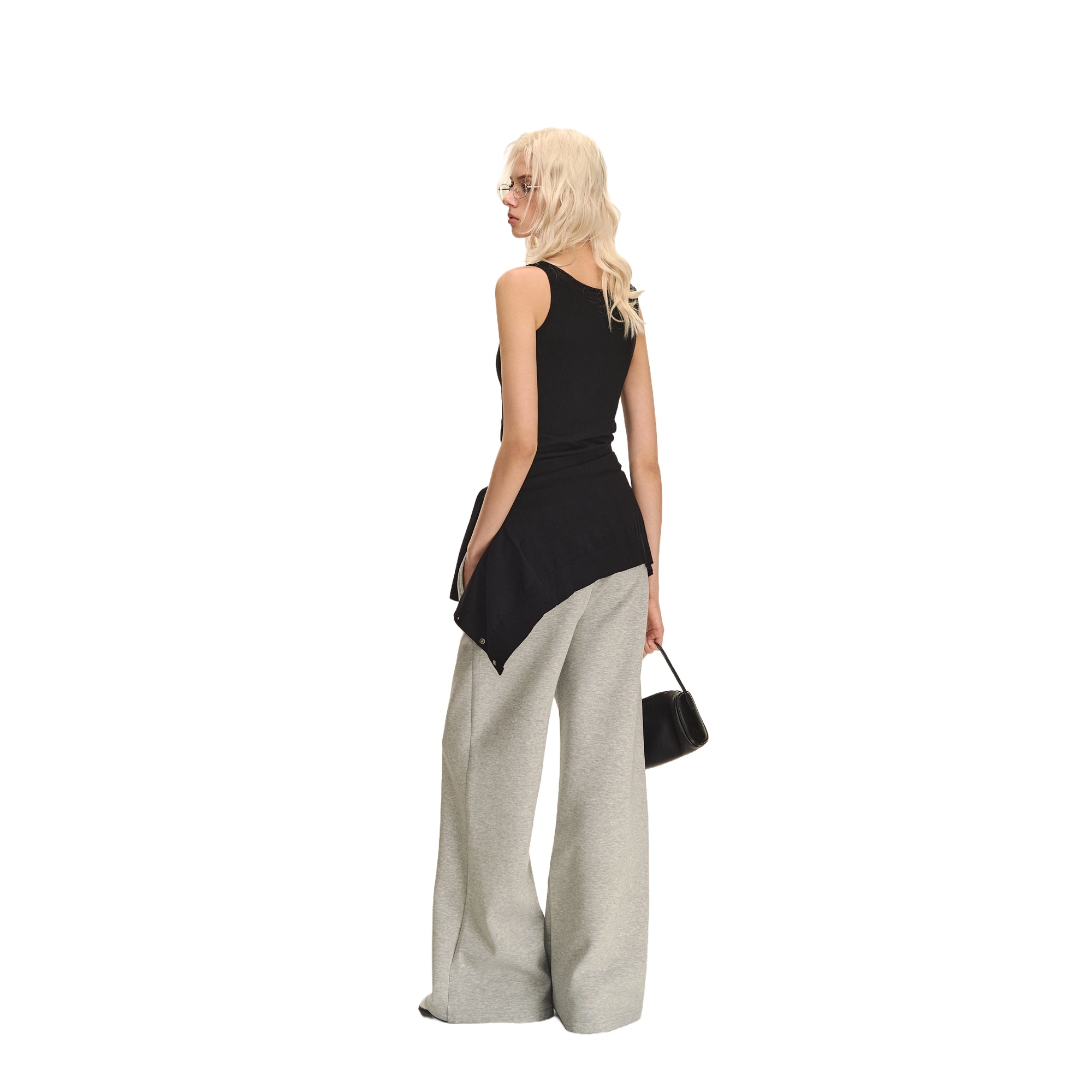 Grey Jelly Air Layer Wide Leg Casual Sweatpants
