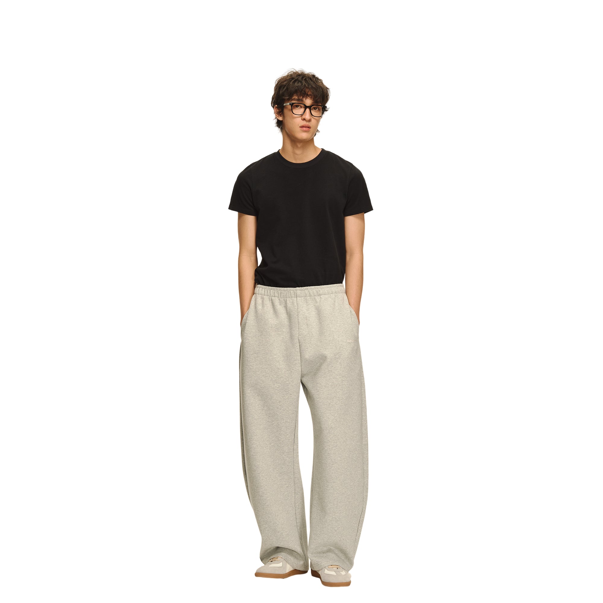 Grey Air Layer Anti-Wrinkle Structured Curved Trousers