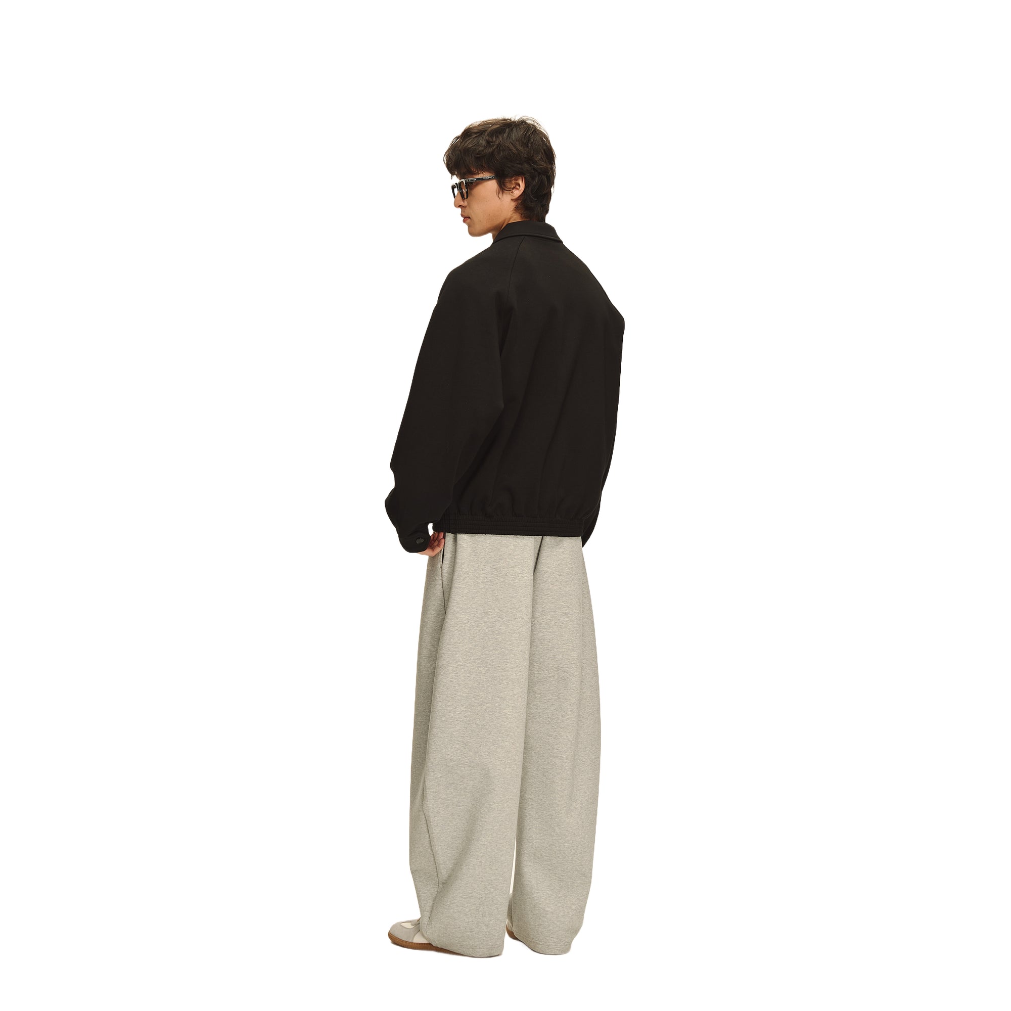 Grey Air Layer Anti-Wrinkle Structured Curved Trousers