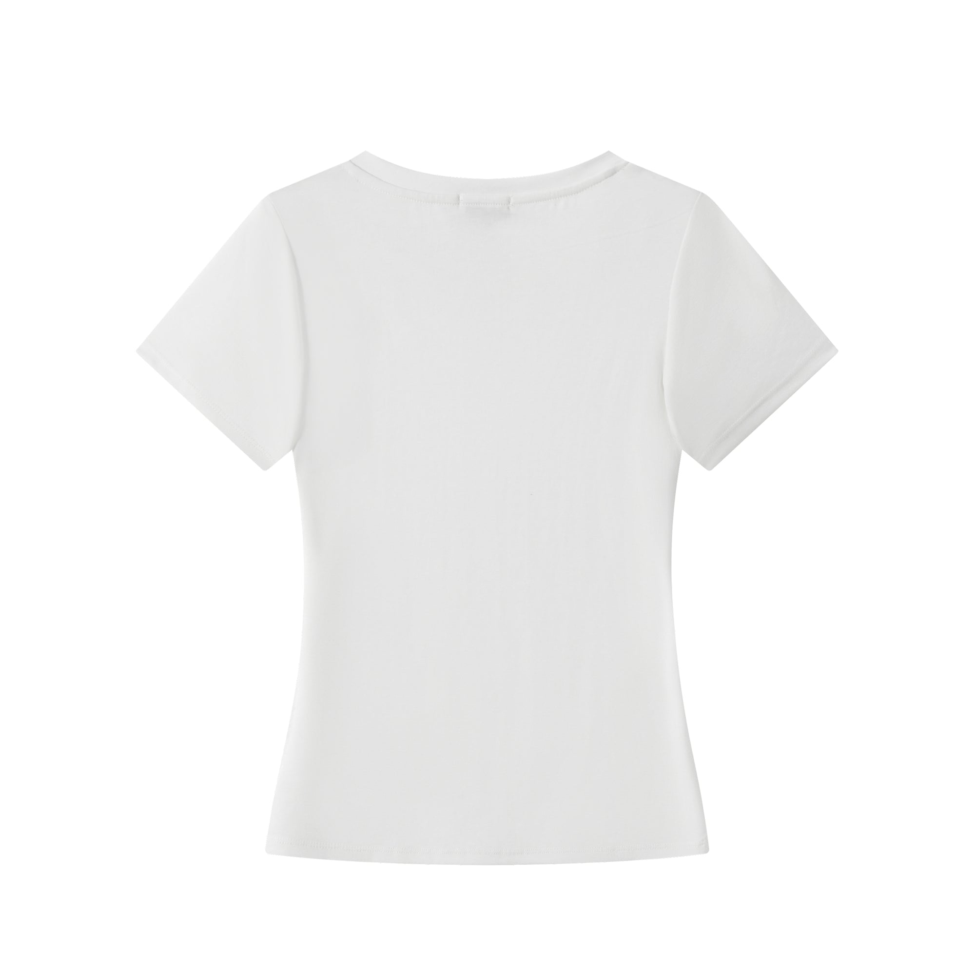 White Skin-friendly Lyocell V-neck Simple Short T