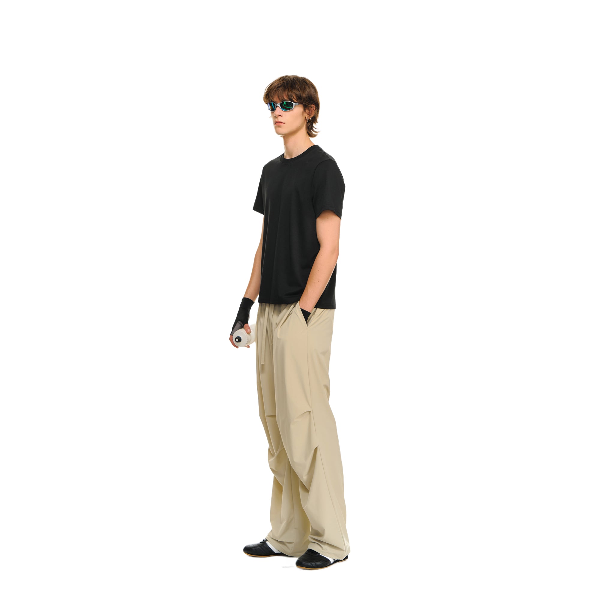 Black Lyocell Tencel Cotton Basic Short Sleeve T-Shirt