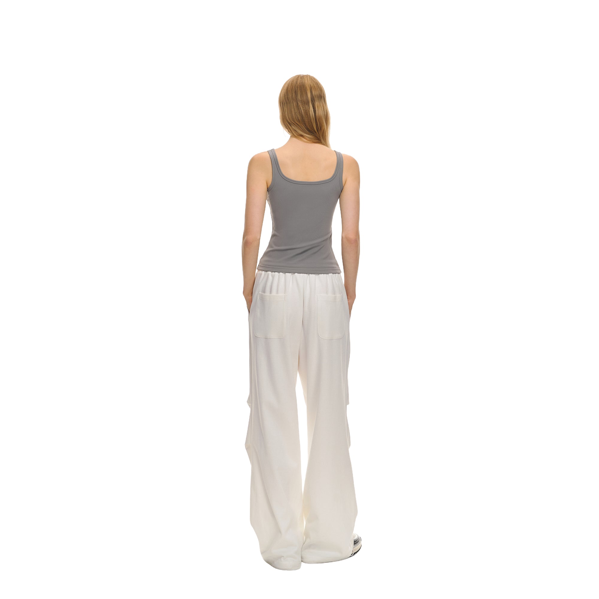 White Soft 3D Pleated Loose Paratrooper Pants