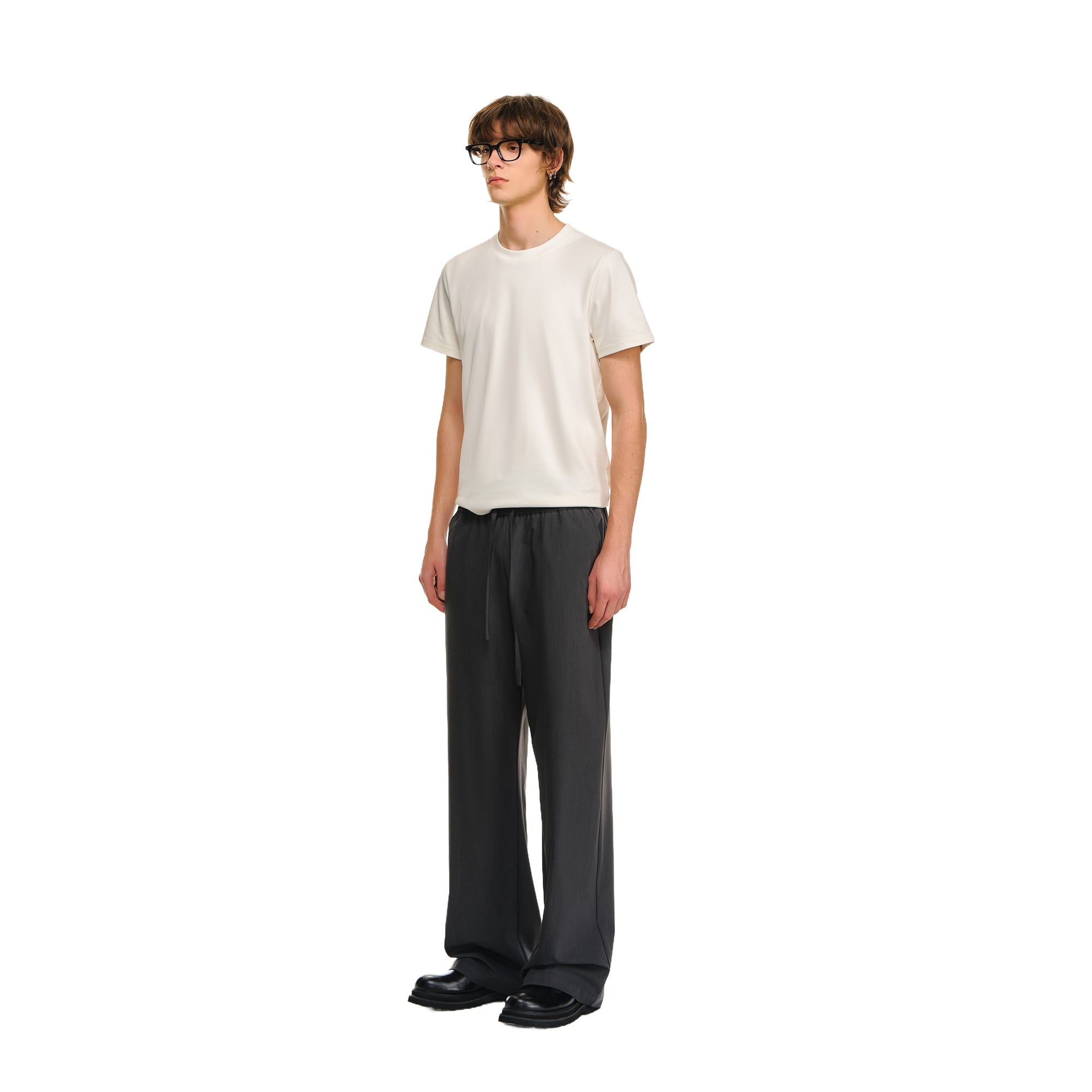 Gray Elastic Waist Ice Ammonia Cool Casual Trousers