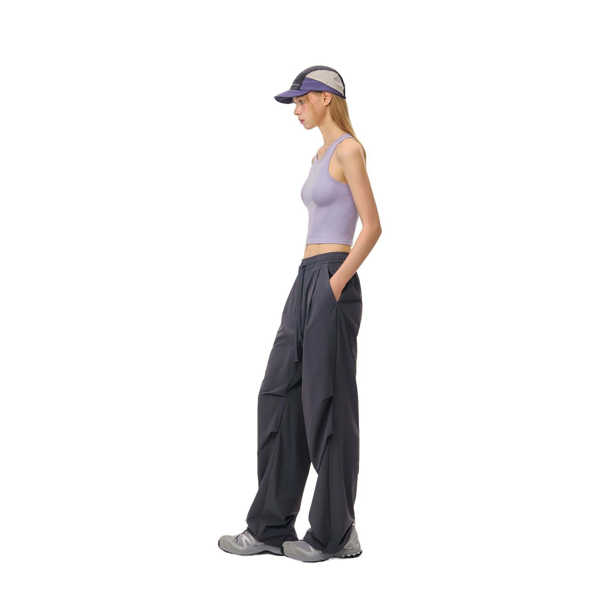 Grey Outdoor Light Pleated Paratrooper Casual Pants