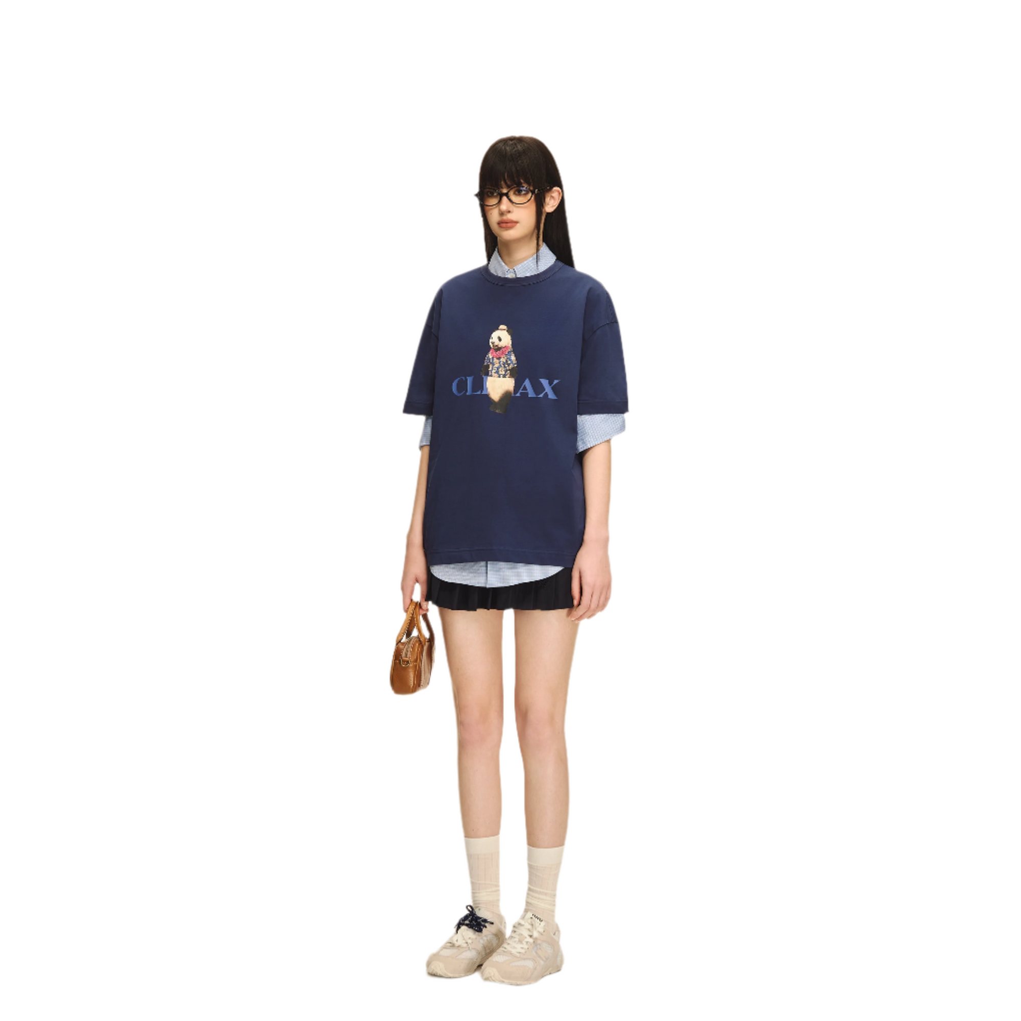 Navy Panda Print Short Sleeve T-Shirt