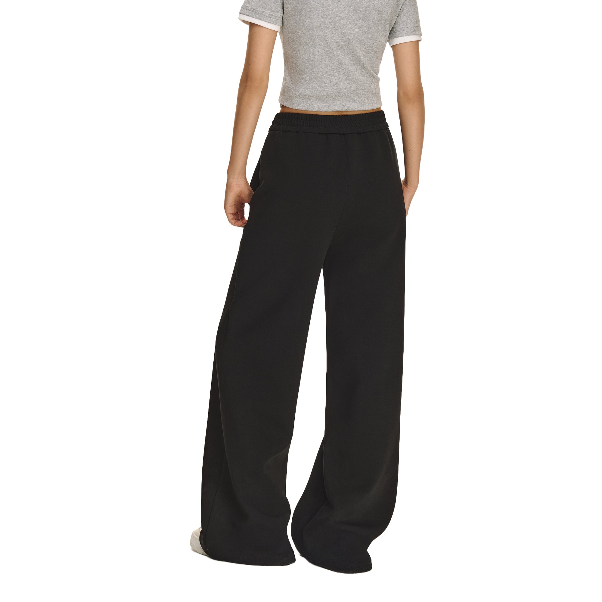 Black Jelly Air Layer Wide-leg Casual Sweatpants