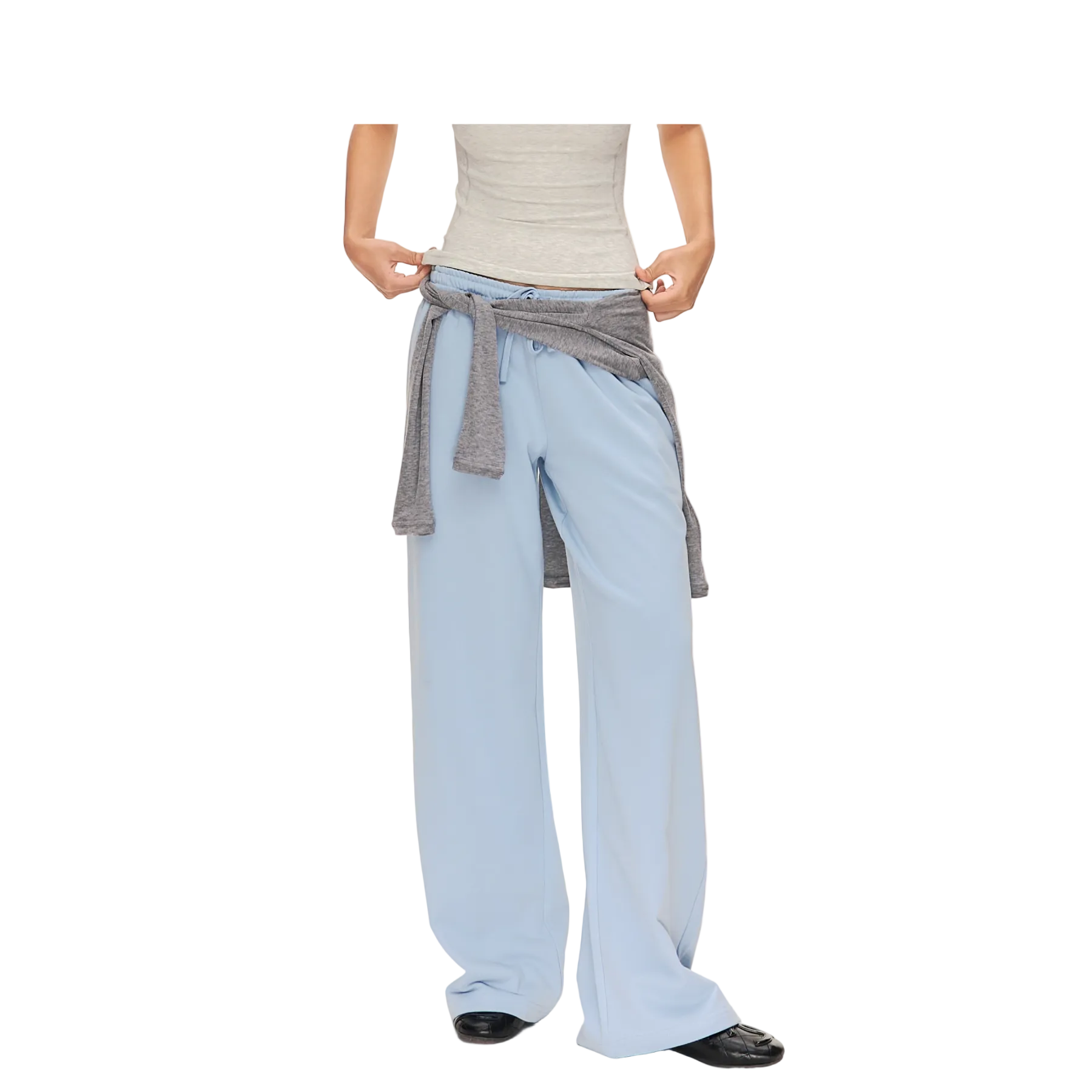 Blue Low-Rise Drawstring Straight-Leg Sweatpants