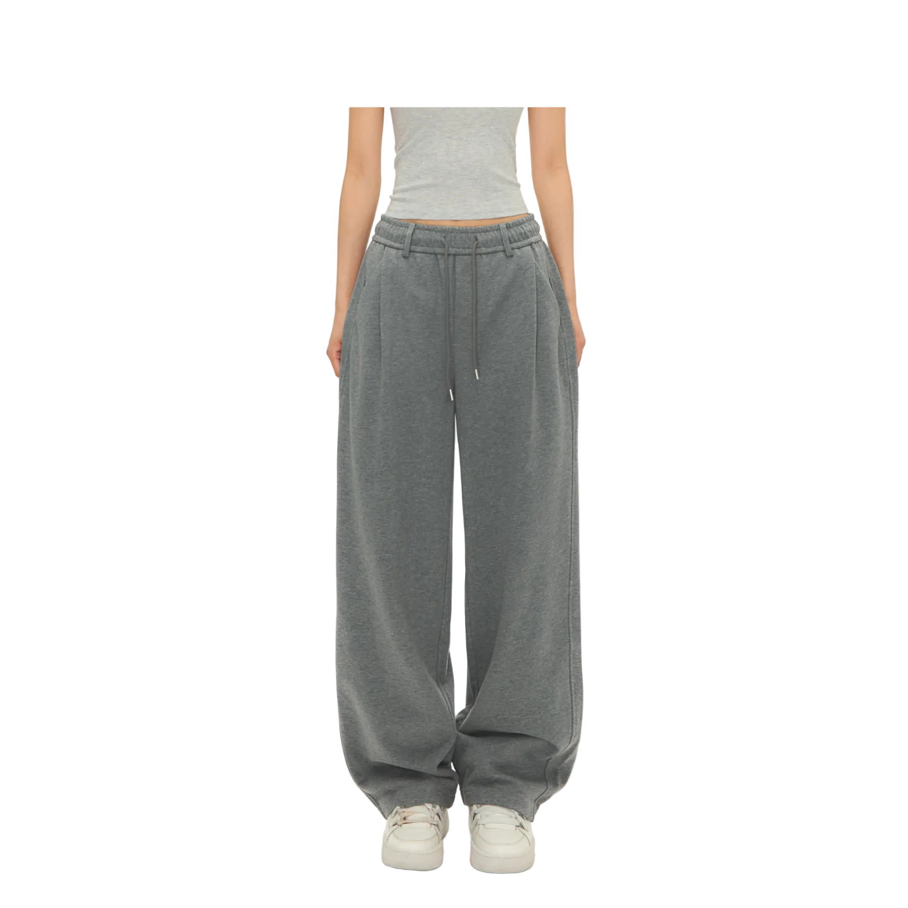 Dark Gray Pleated Casual Sweatpants