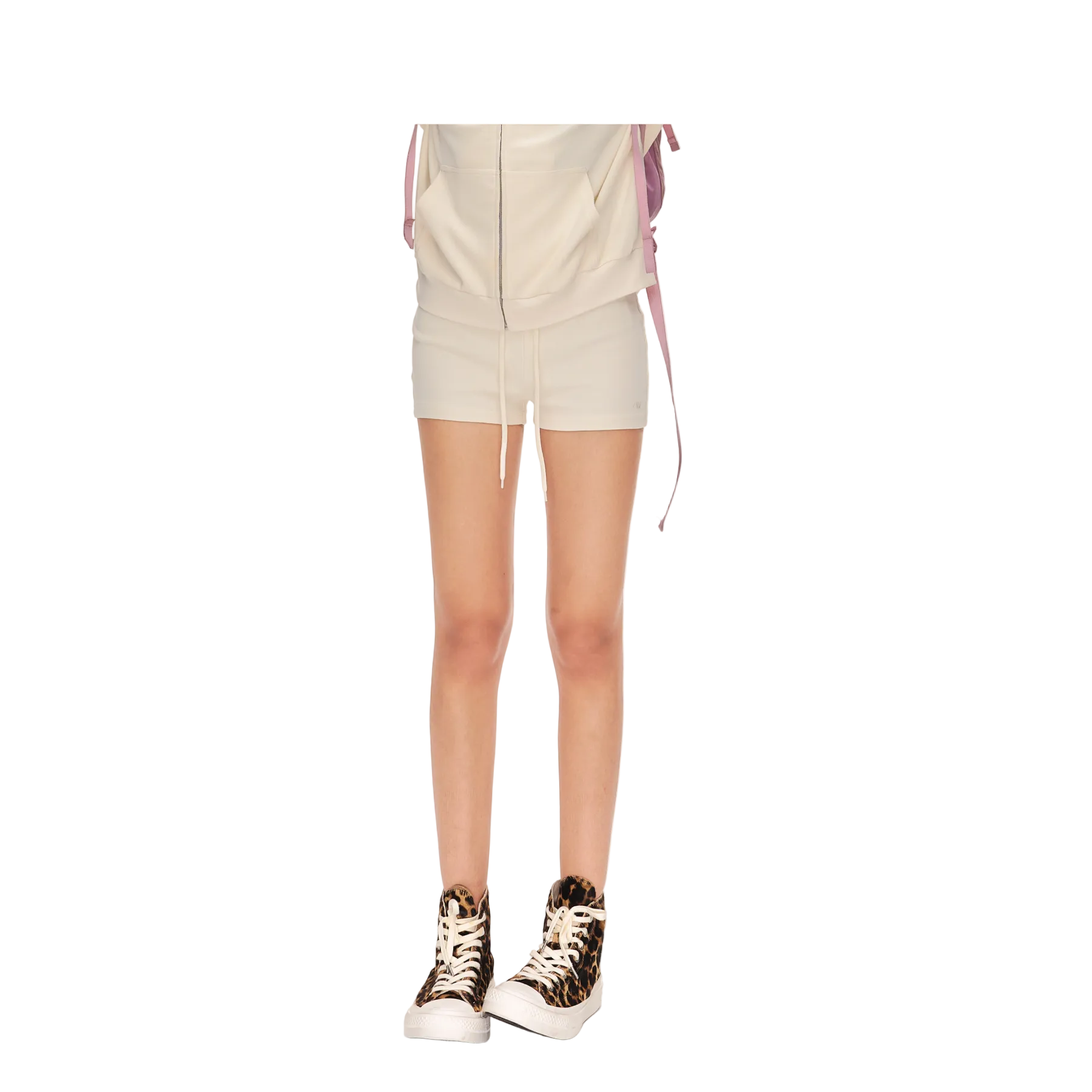 Beige Sporty Waffle Set Shorts