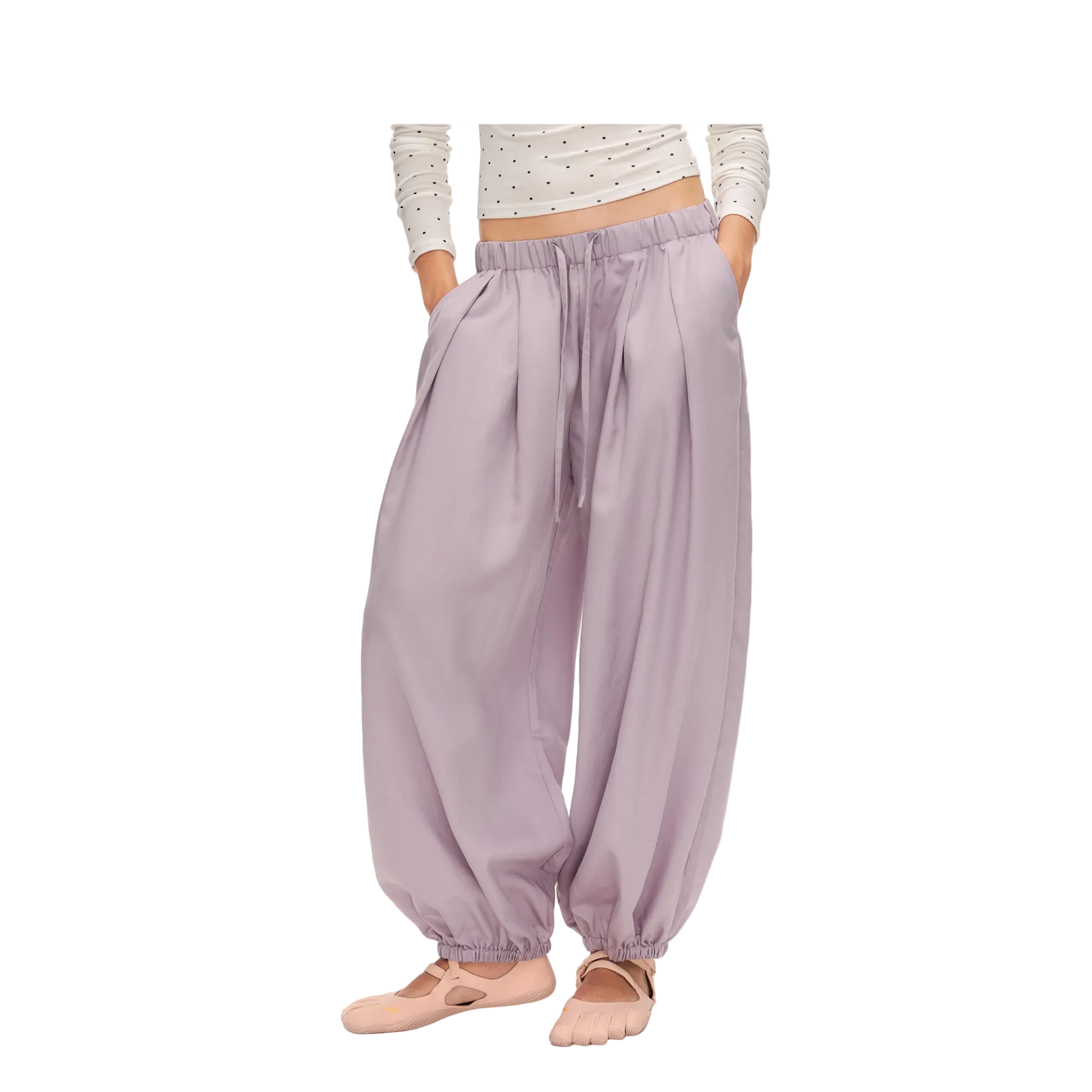 Purple Lyocell Lightweight Loose-fitting Lantern Pants