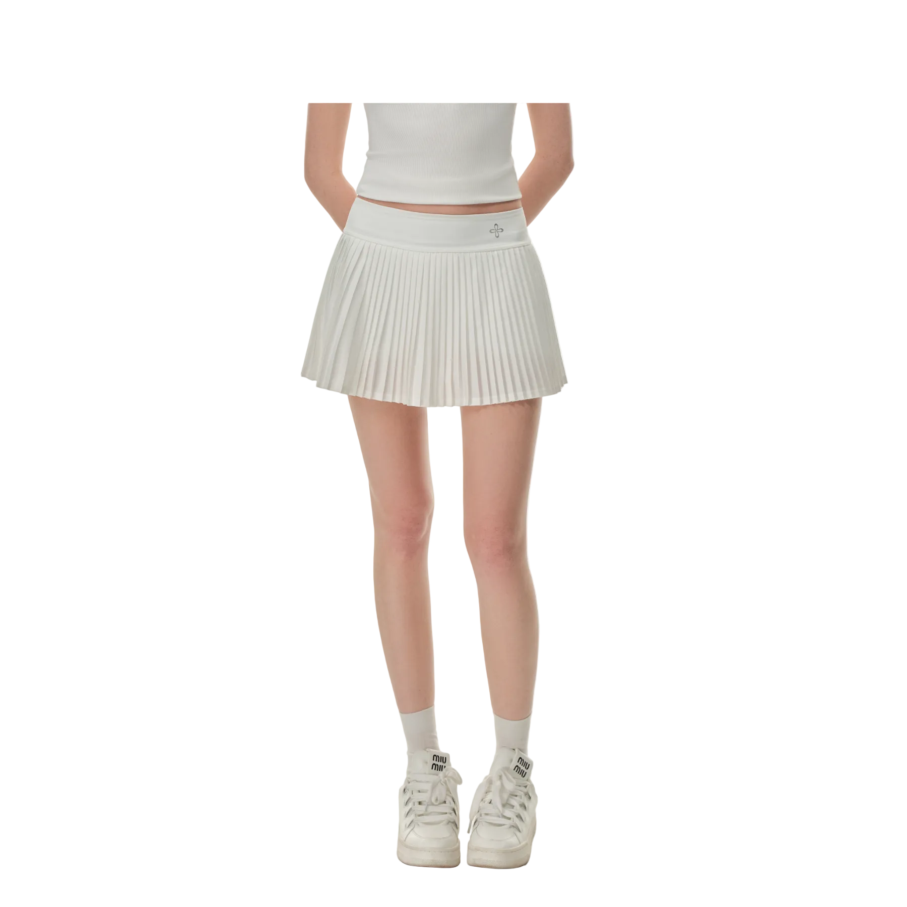 White Cross Pleated Tennis Skirt