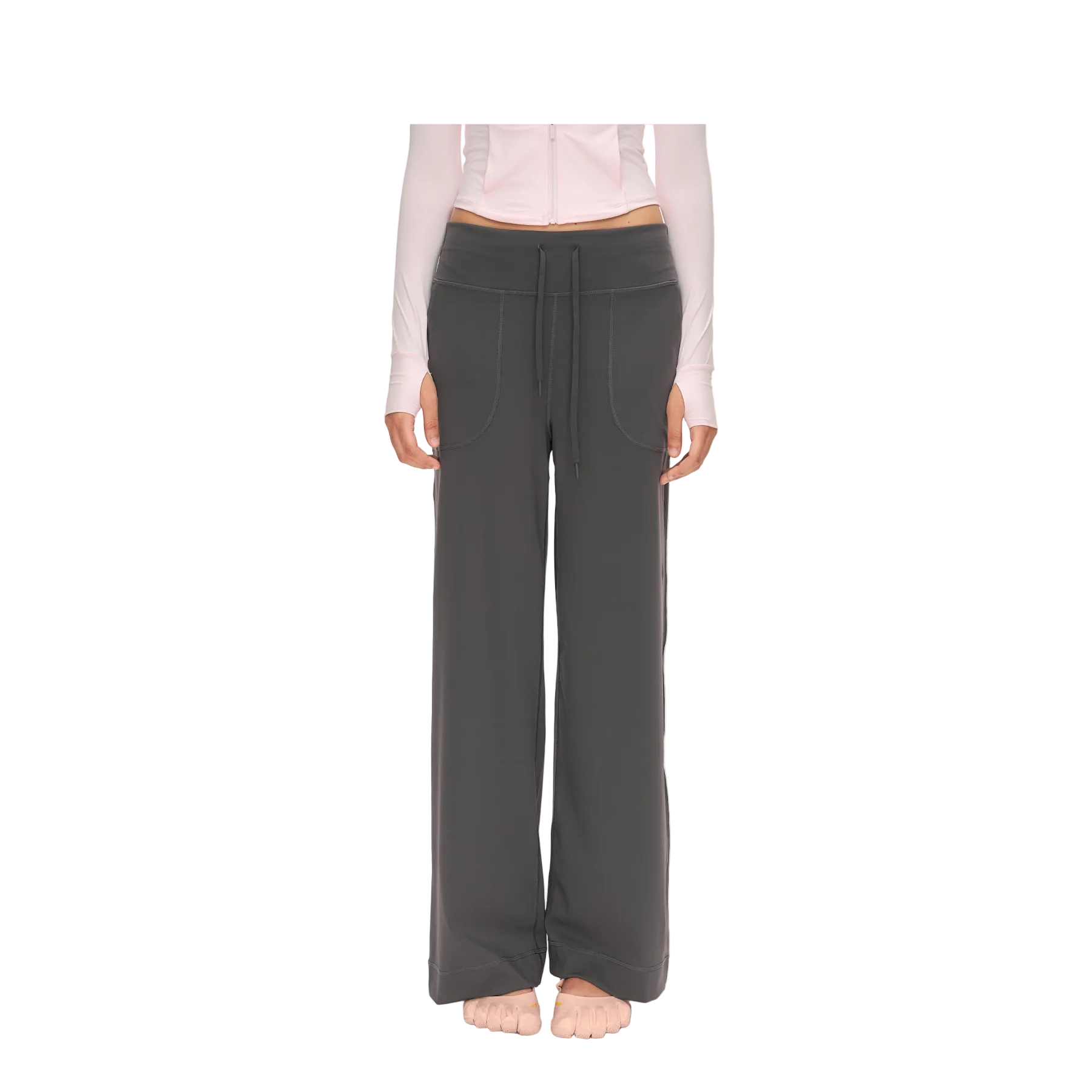 Grey Wide Waist High Elastic Yoga Pants