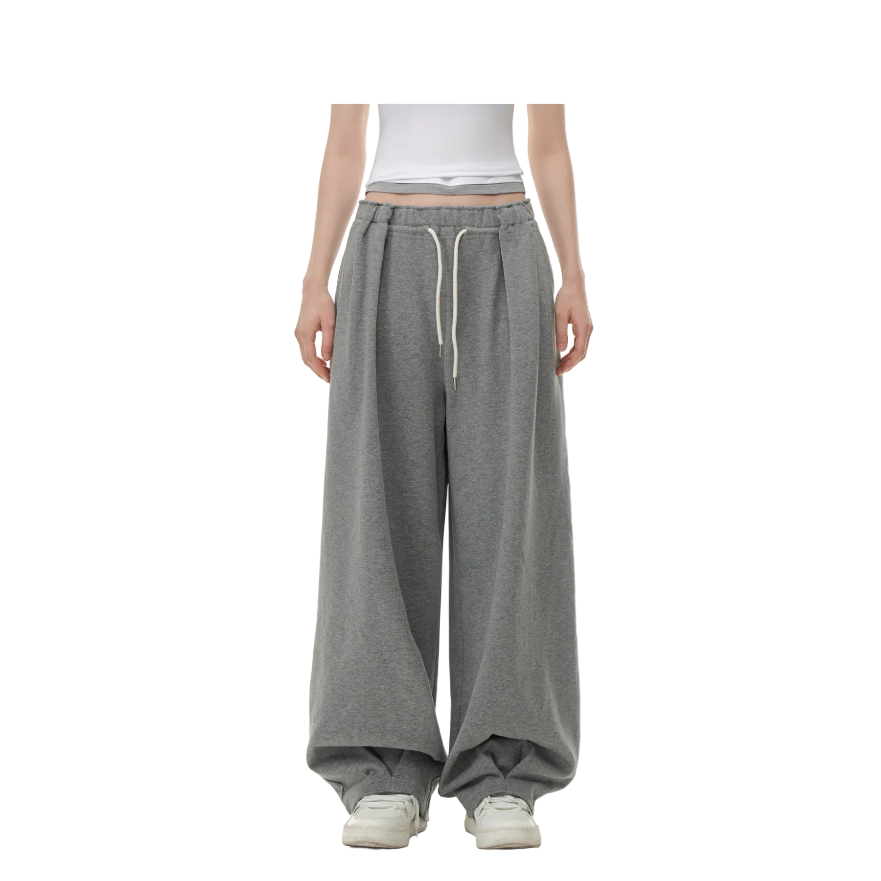 Grey Pleated Tulip Sweatpants