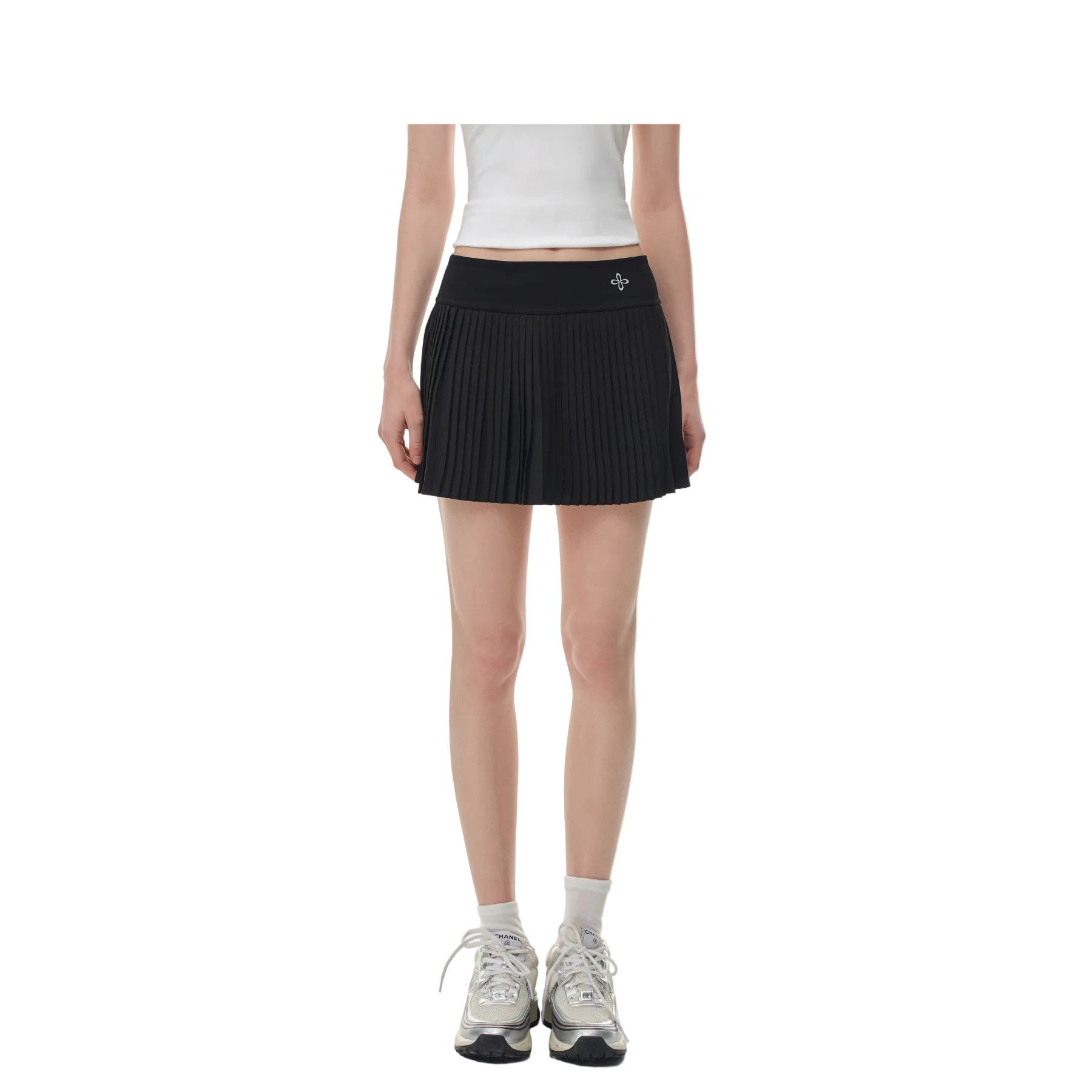 Black Cross Pleated Tennis Skirt