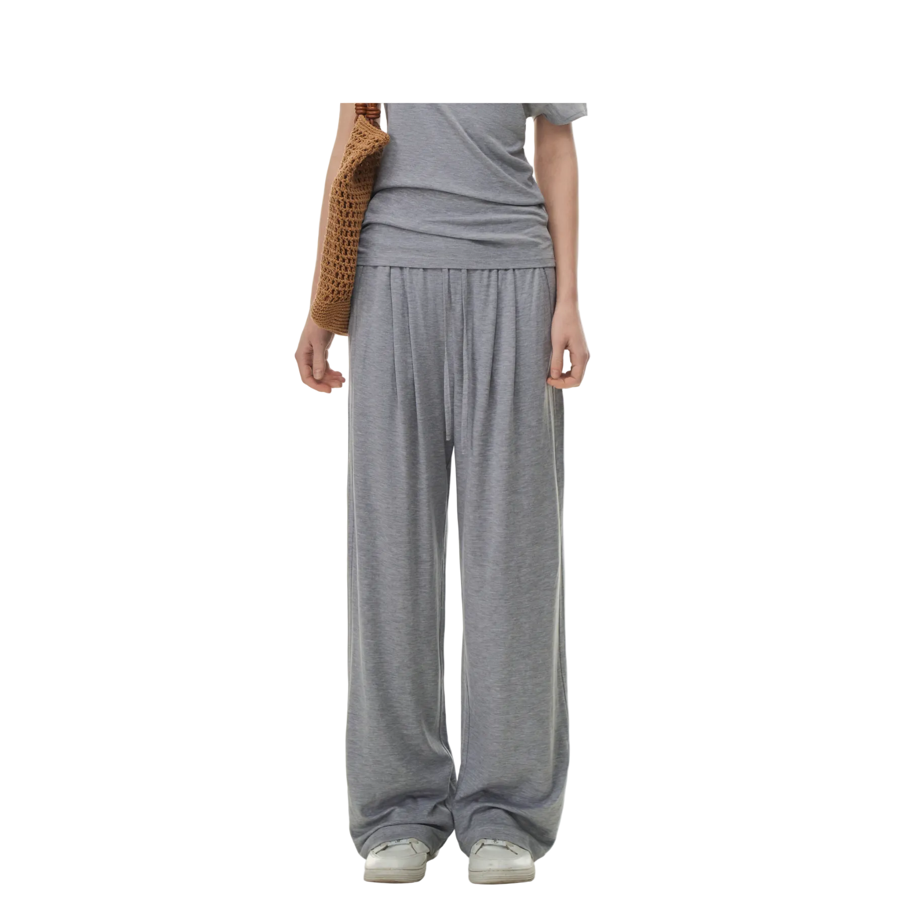 Grey Lyocell Straight Leg Pants