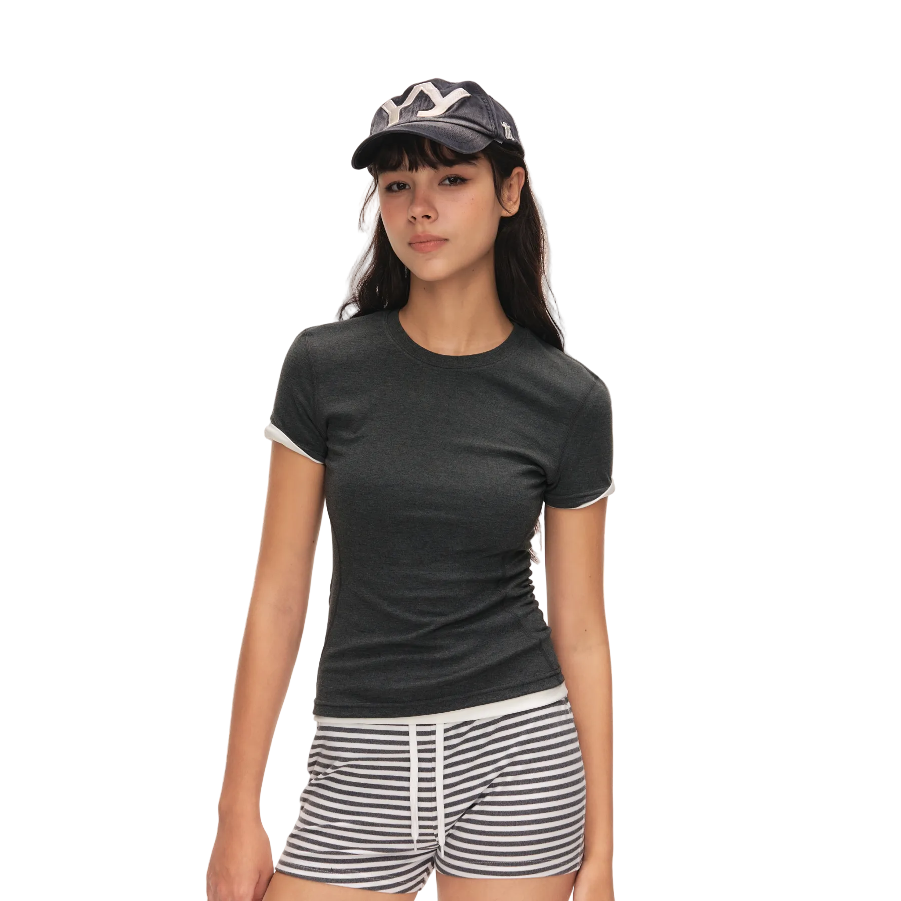 Dark Gray 3D Structured Short-Sleeve T-Shirt