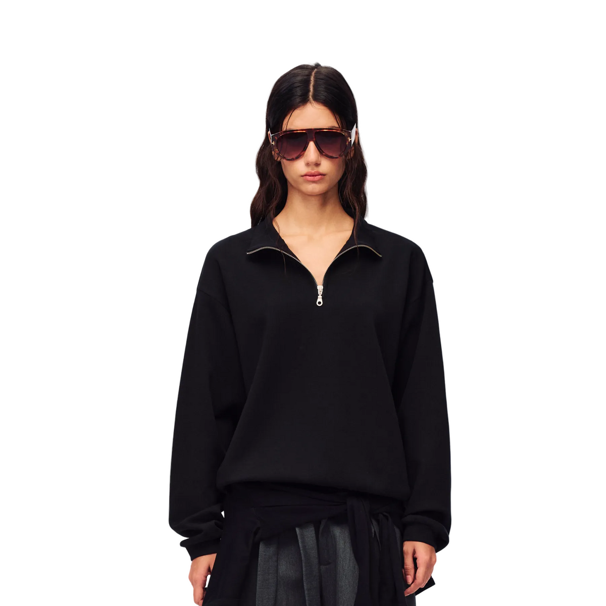 Black Air Layer Half-Zip Pullover Sweatshirt