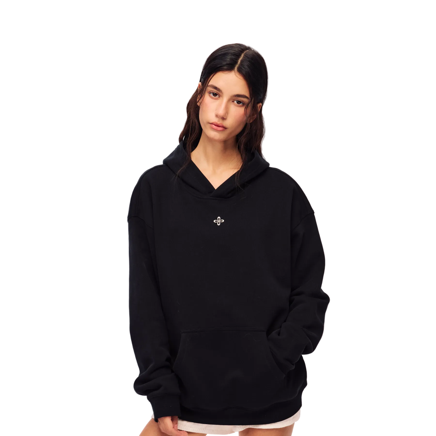 Black Cross-Patterned Hoodie
