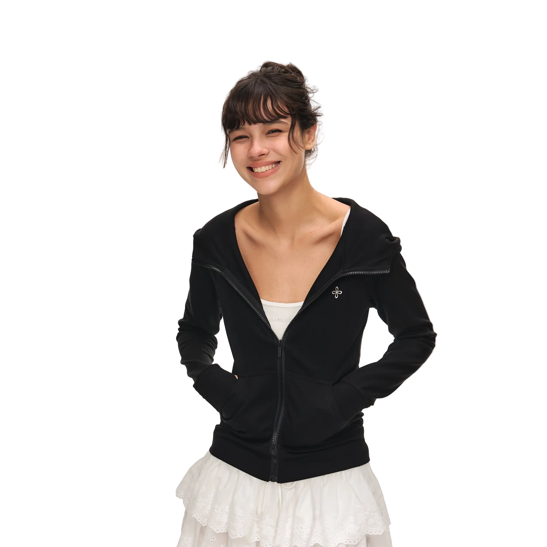 Black Cross Cloud-Style Slim Fit Hooded Jacket