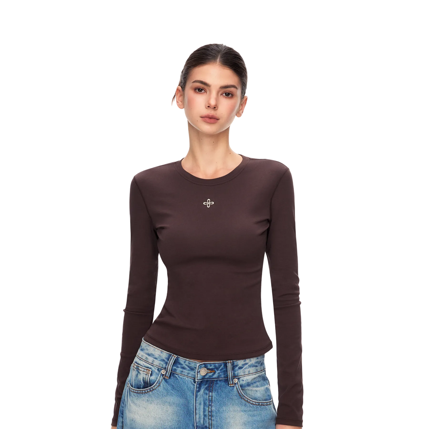 Brown Lightweight Cross Long-Sleeve T-Shirt