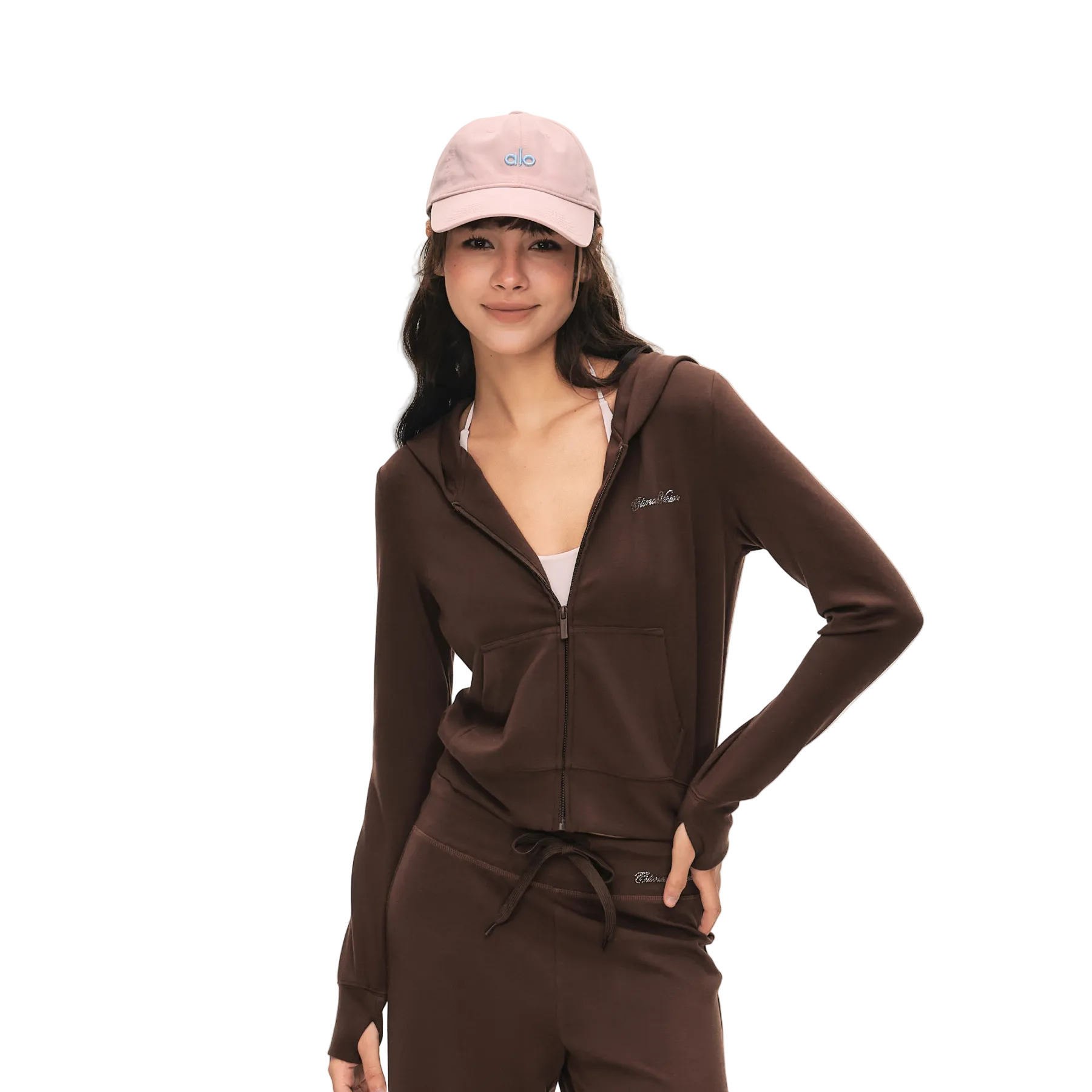 Brown Airy Cropped Hooded Sweatshirt