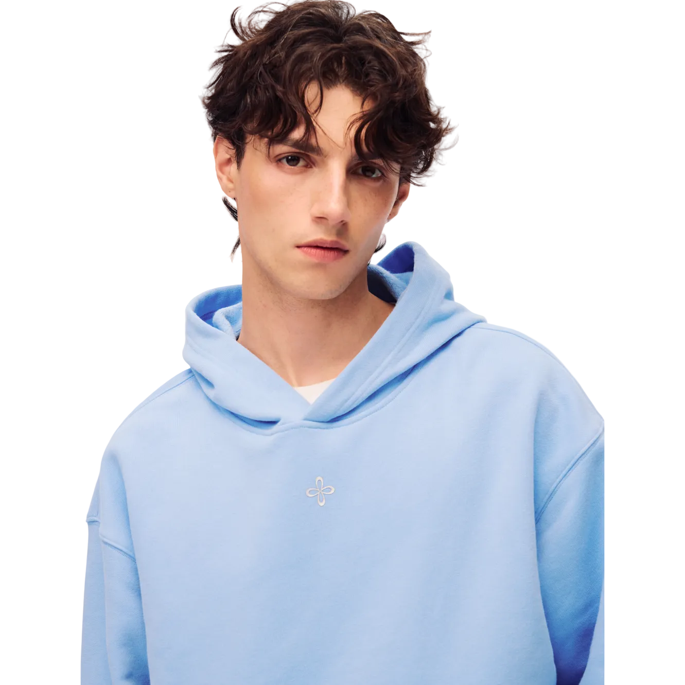 Blue Cross-Patterned Hoodie 