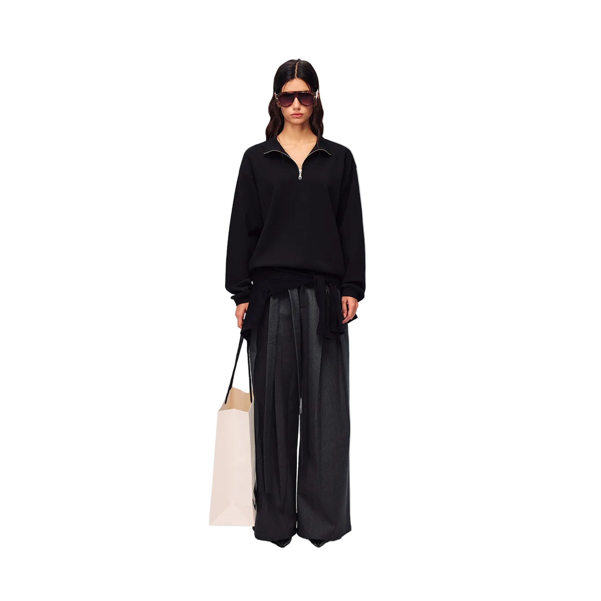 Black Air Layer Half-Zip Pullover Sweatshirt