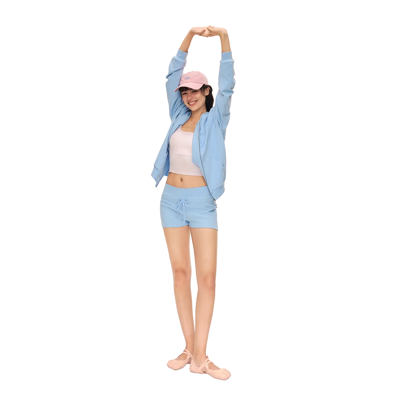 Blue Sporty Waffle Set Hooded Jacket