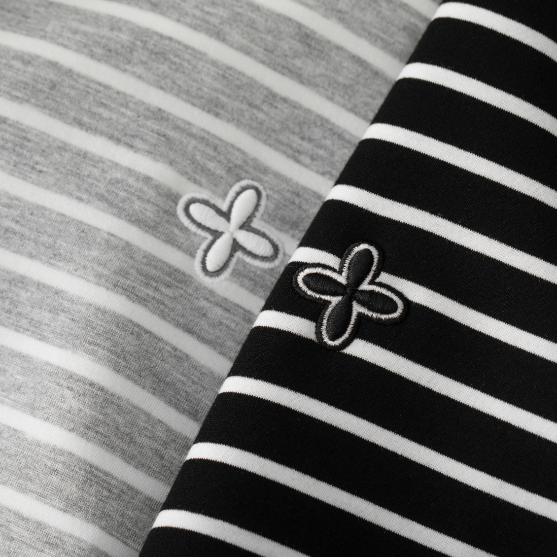 Gray and White Striped Cross-Pattern Airy Hooded Zip-Up Sweatshirt