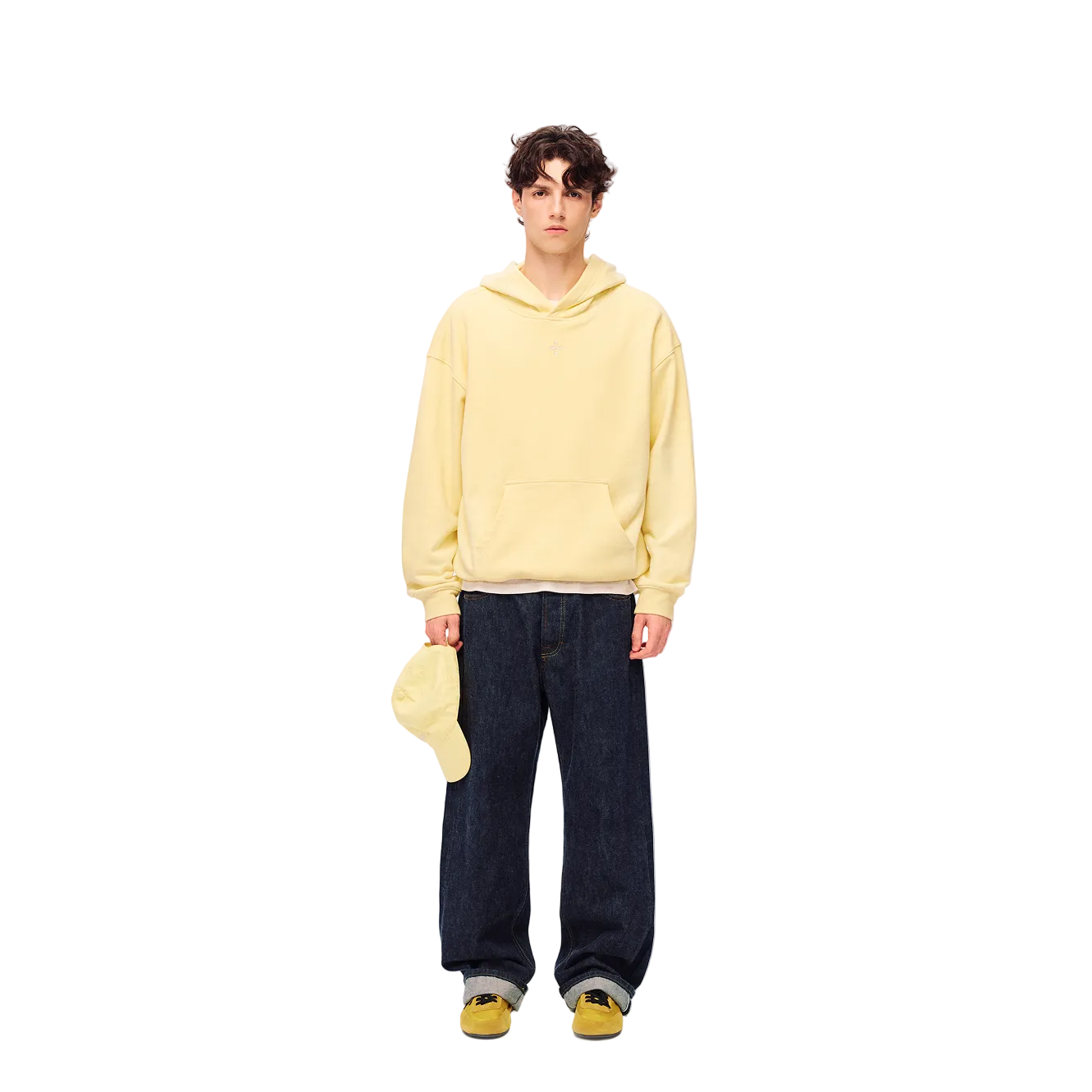 Yellow Cross-Patterned Hoodie