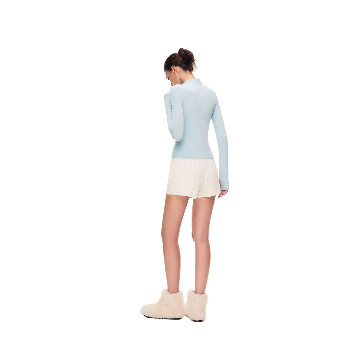 Blue Stand Collar Slim Fit Base Layer Long Sleeve