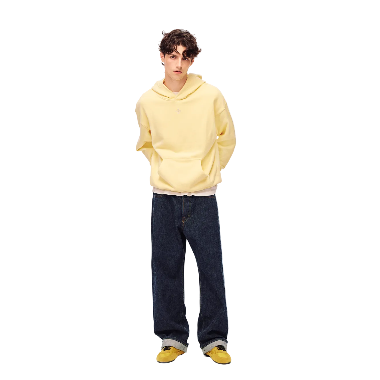 Yellow Cross-Patterned Hoodie