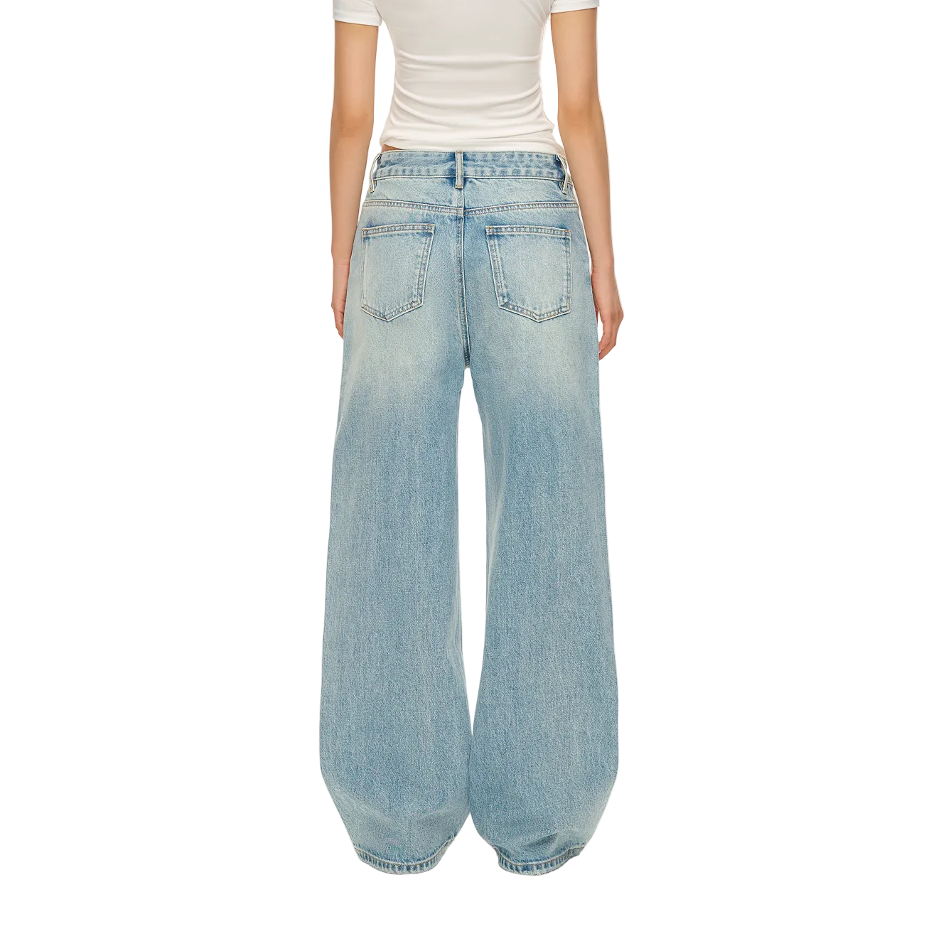 Blue Cross Rhinestone Washed Straight Leg Jeans