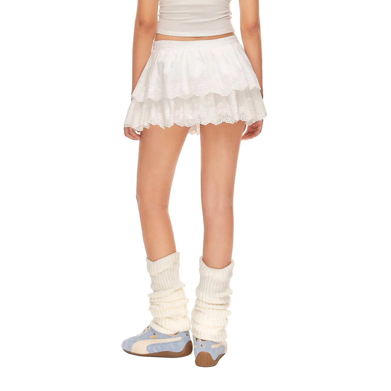 White Layered Lace Tutu Skirt
