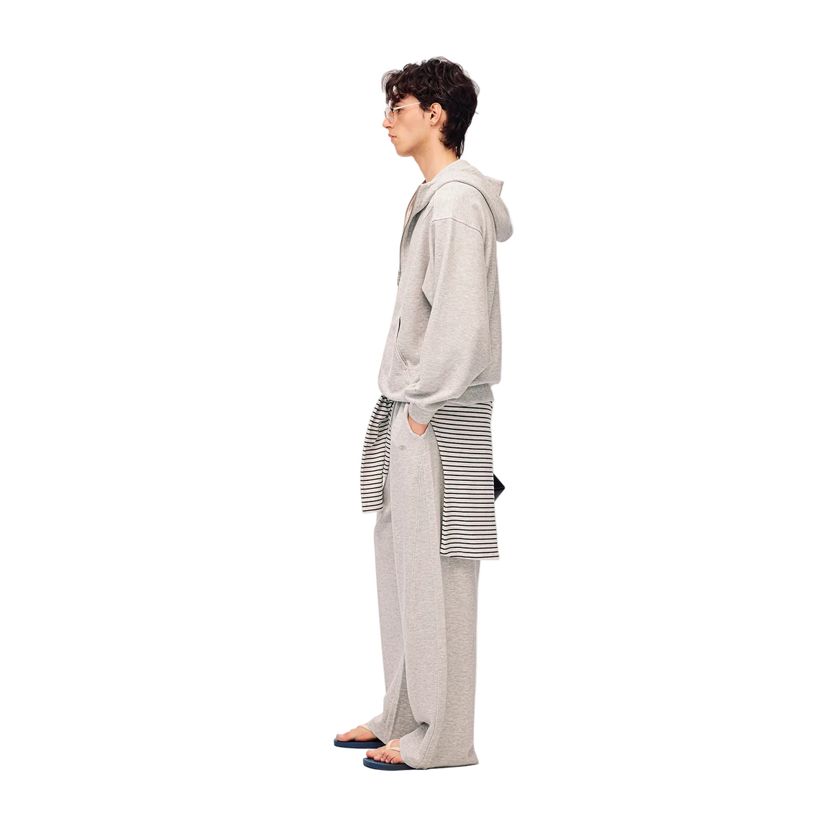 Grey Relaxed Waffle Knit Suit Blade Pants