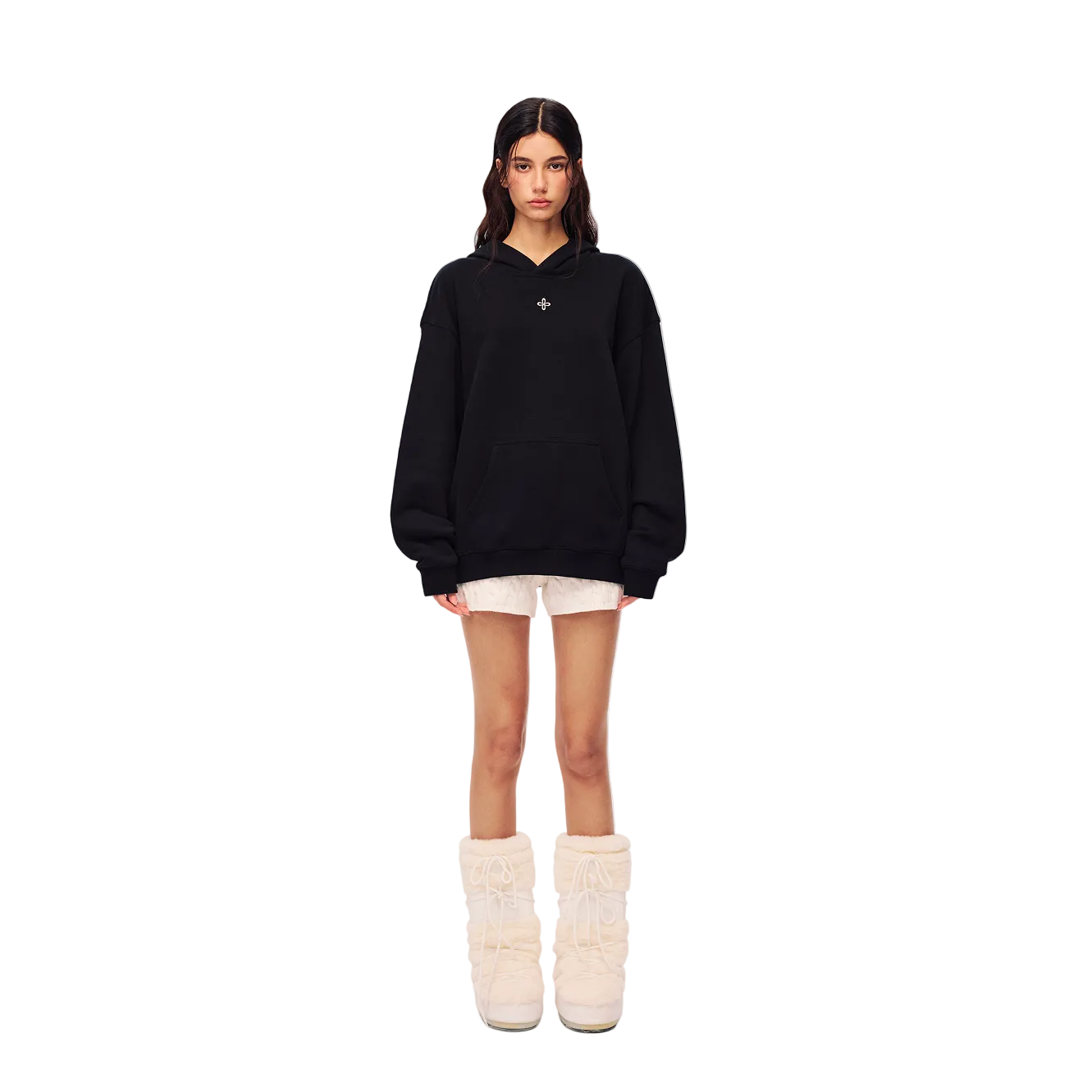 Black Cross-Patterned Hoodie