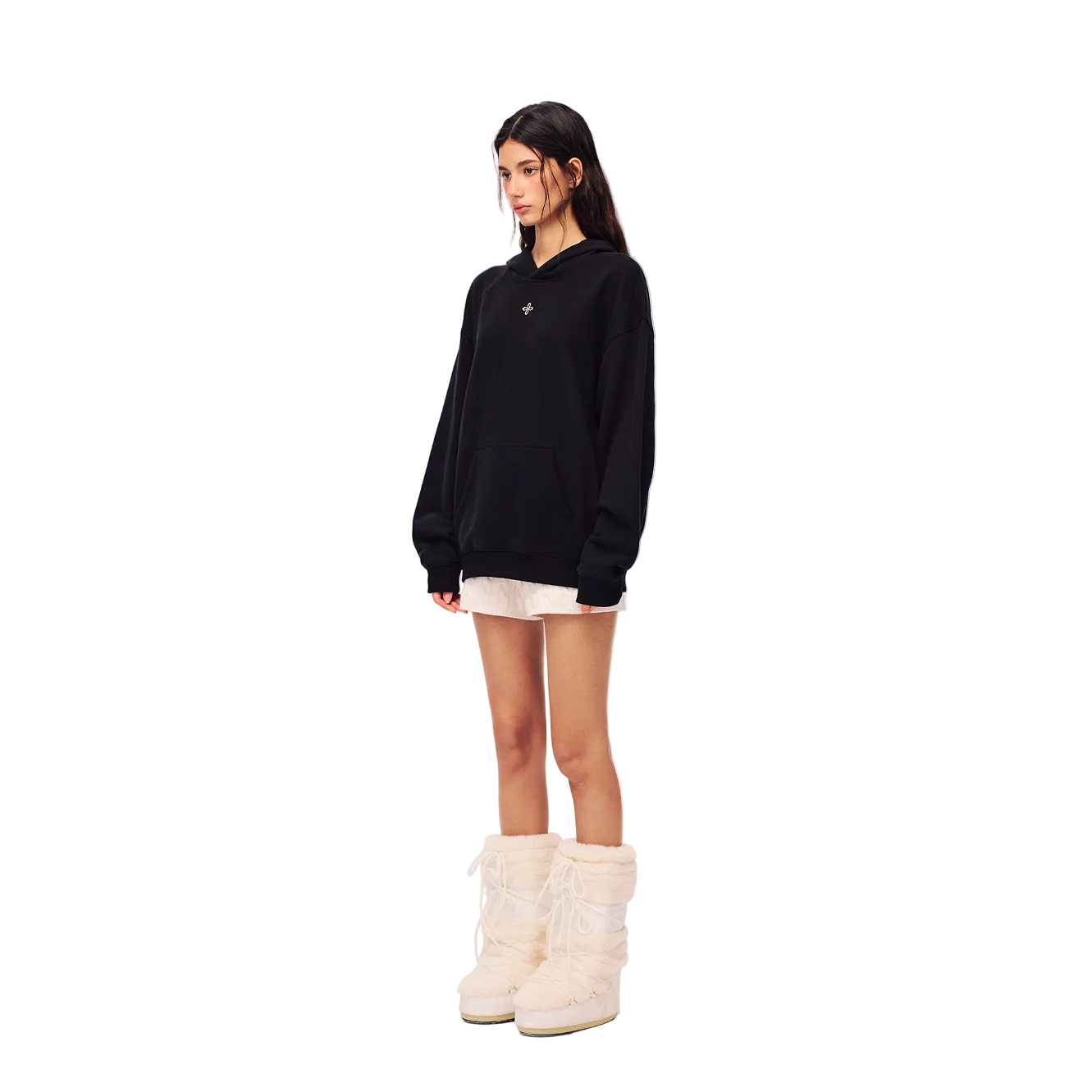 Black Cross-Patterned Hoodie