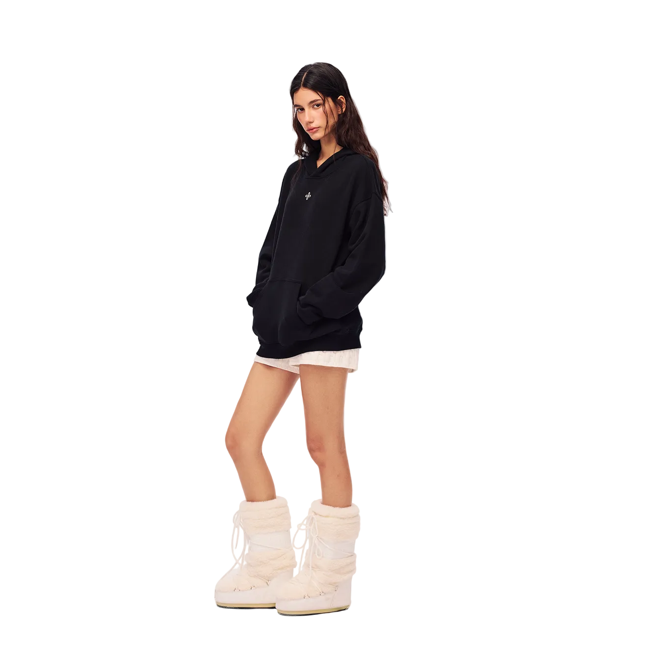 Black Cross-Patterned Hoodie