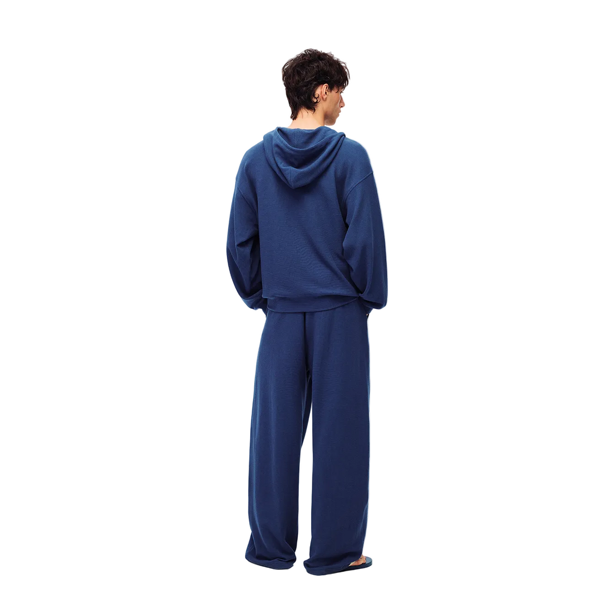 Navy Blue Relaxed Waffle Knit Suit Blade Pants