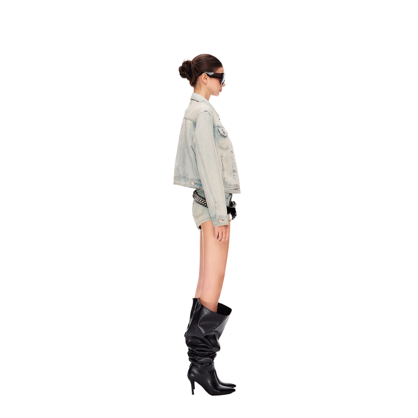 Blue Stellar Rhinestone Washed Denim Jacket